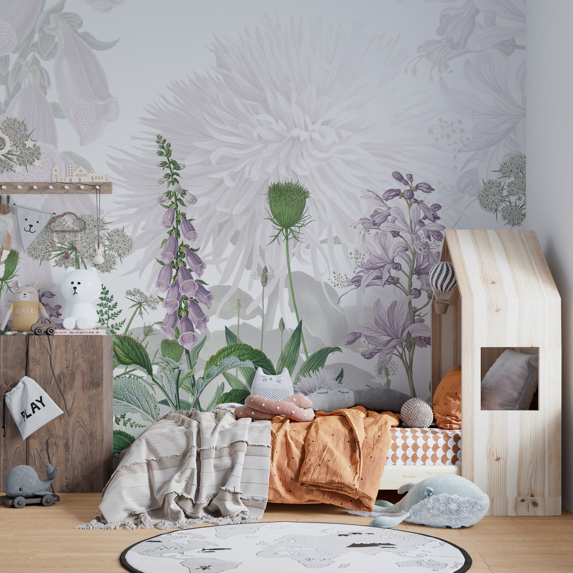 Foxglove Purple color Flowers wallpapers murals - Giffywalls