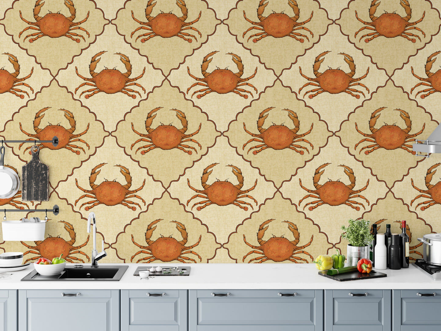 Nature-inspired crustacean core wallpaper for serene spaces.
