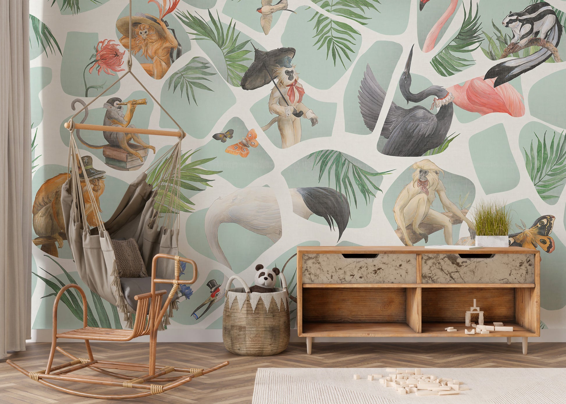 Watercolor Monkey wallpaper Mural - Giffywalls