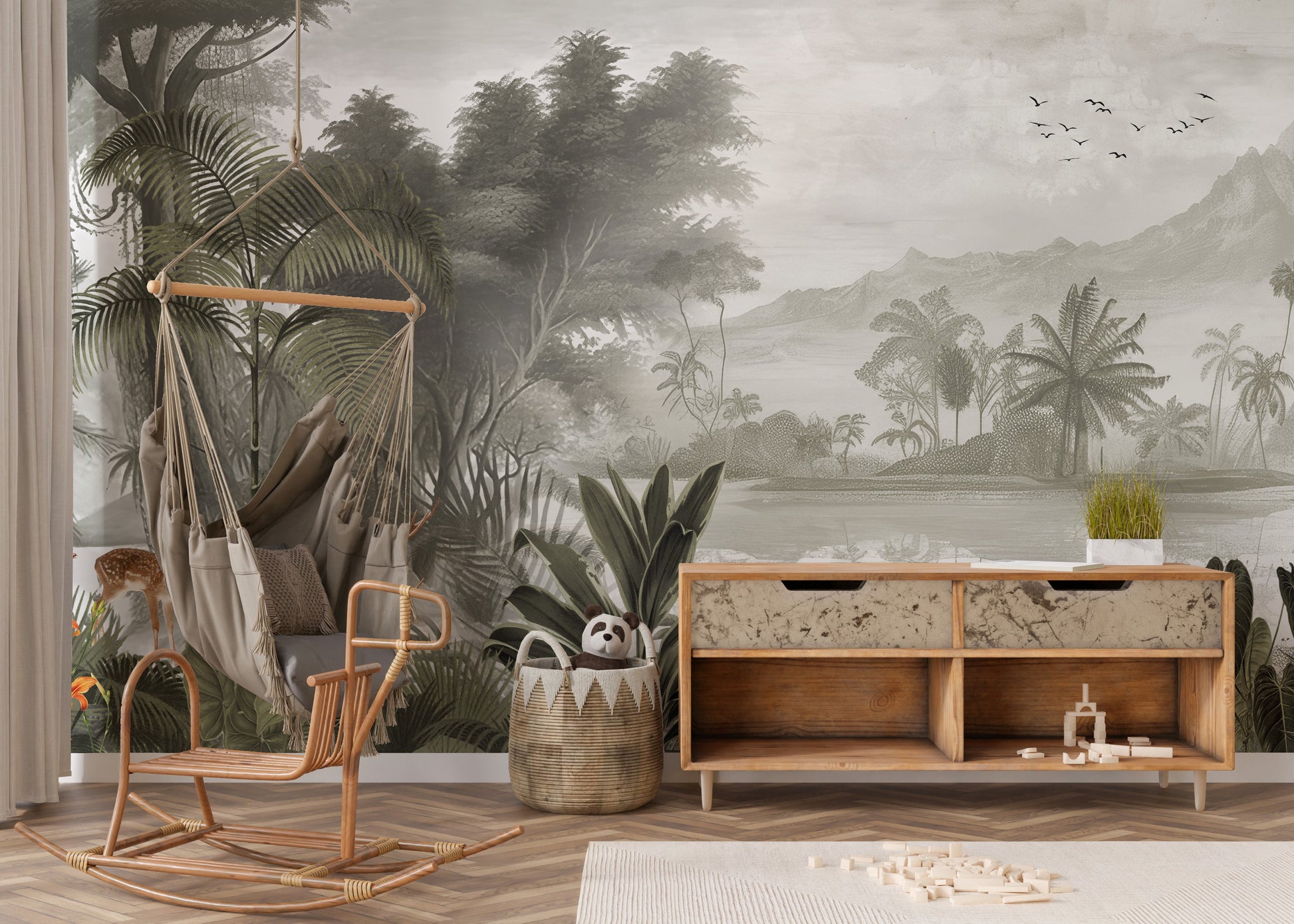 The Jungle Kingdom Natural Wallpaper Mural - Giffywalls