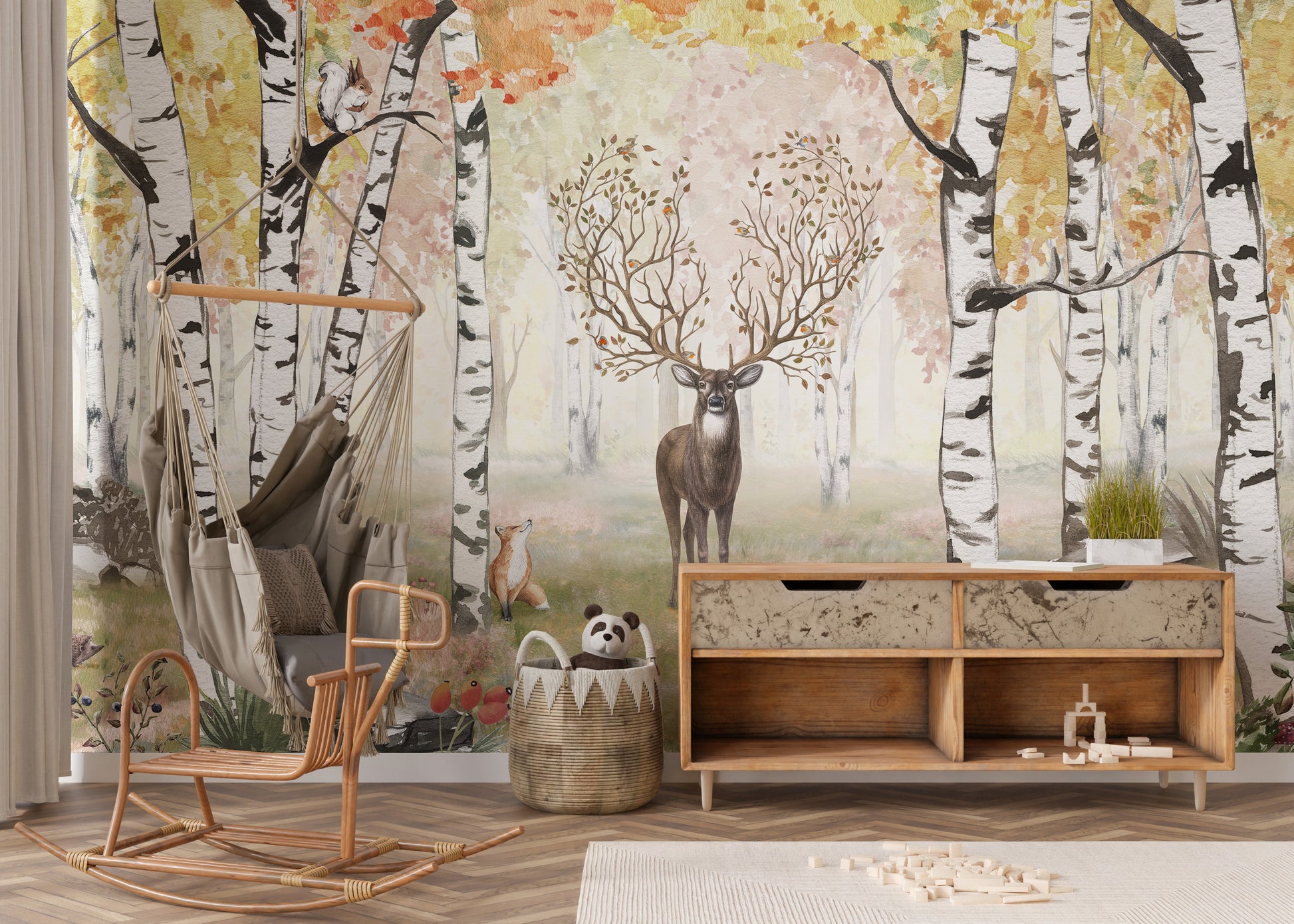 Amazing Antlers Autumn Kids Room Wallpaper Mural - Giffywalls