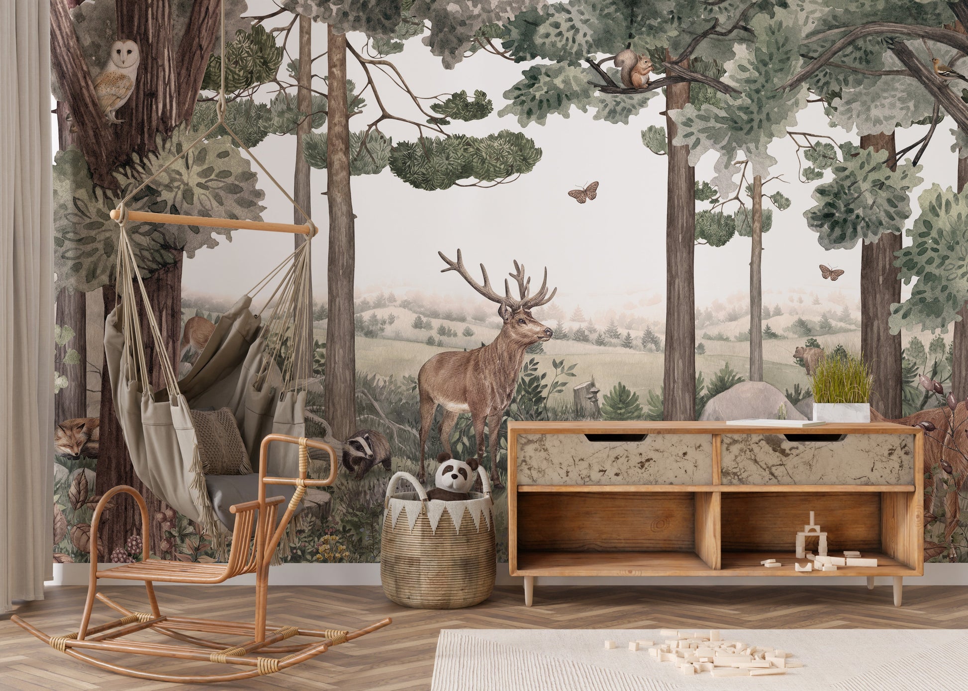 Forest Jive Stag and Deer Wallpaper Mural - Giffywalls