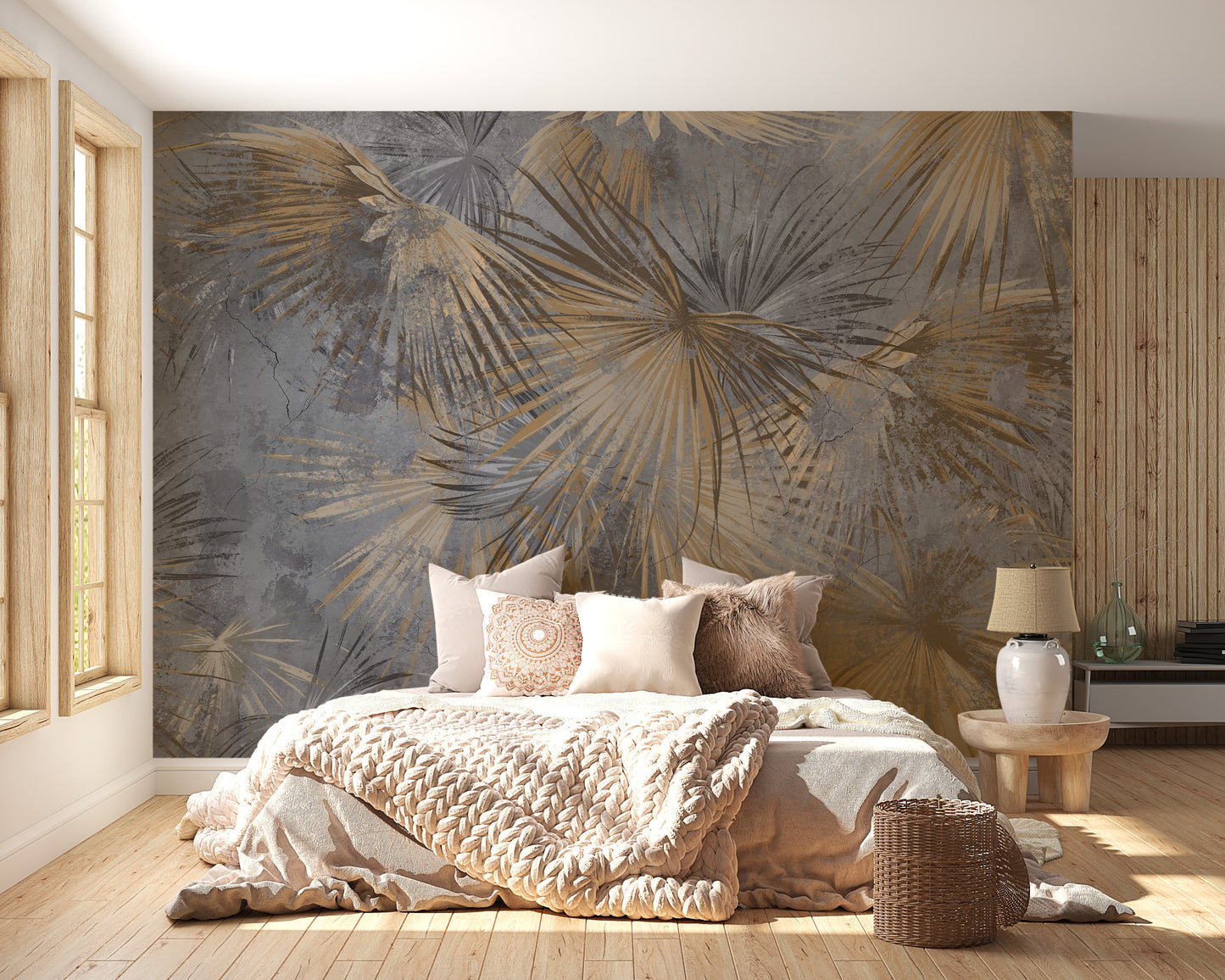 Golden Frond Elegance Wall Mural - Giffywalls