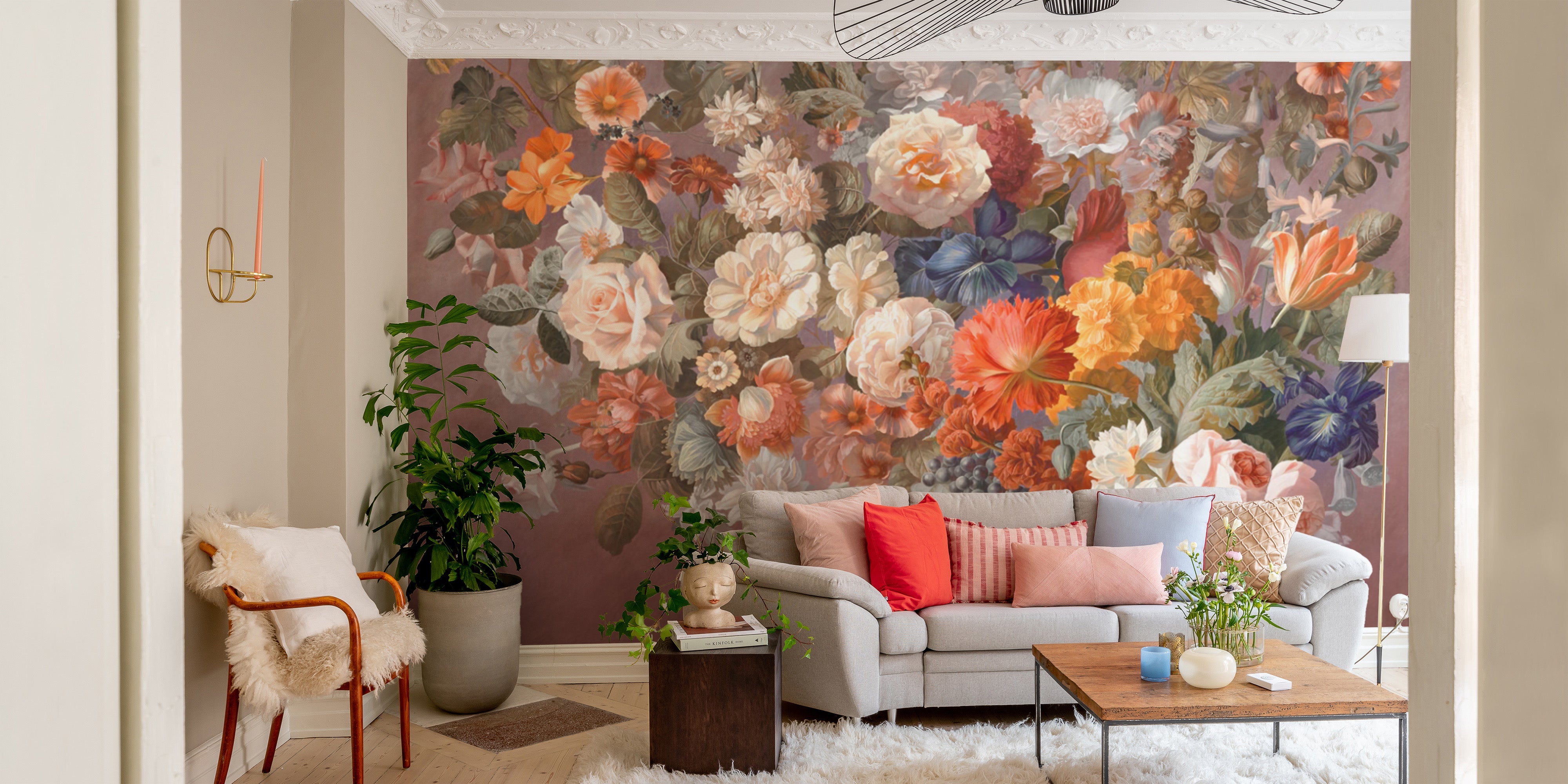 Timeless Dutch Floral Accent Wallpaper
