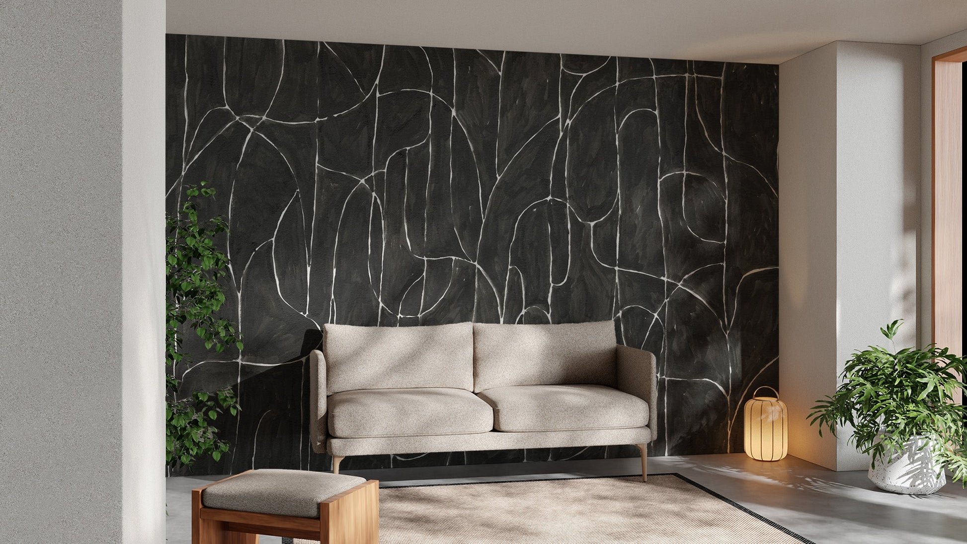 Dramatic boulder beach black wallpaper mural