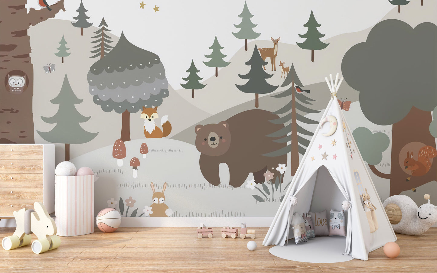 Snow Forest KIds Room Wallpaper Murals - Giffywalls