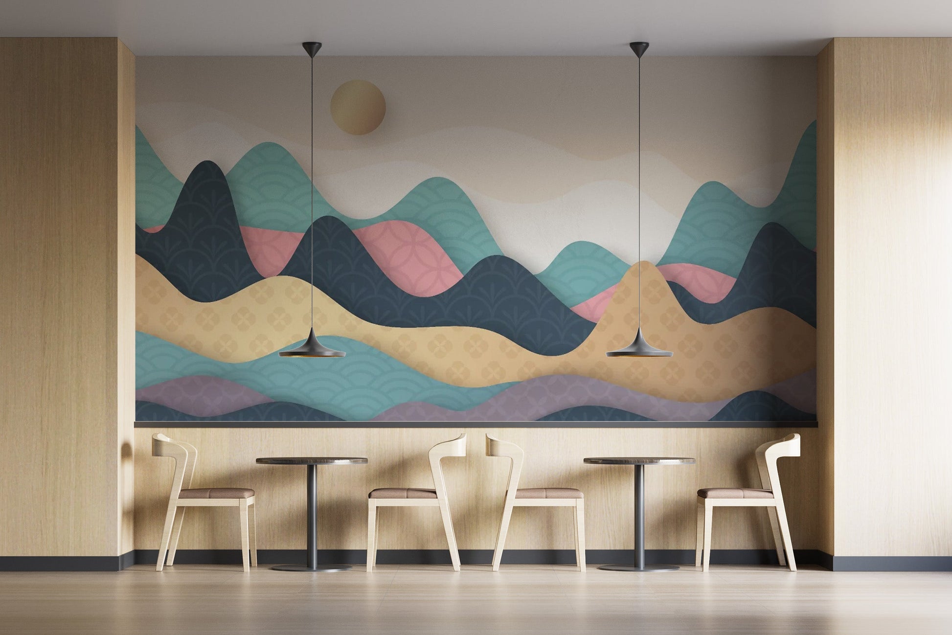 Colorful Wavy Mountains Wallpaper Murals - Giffywalls