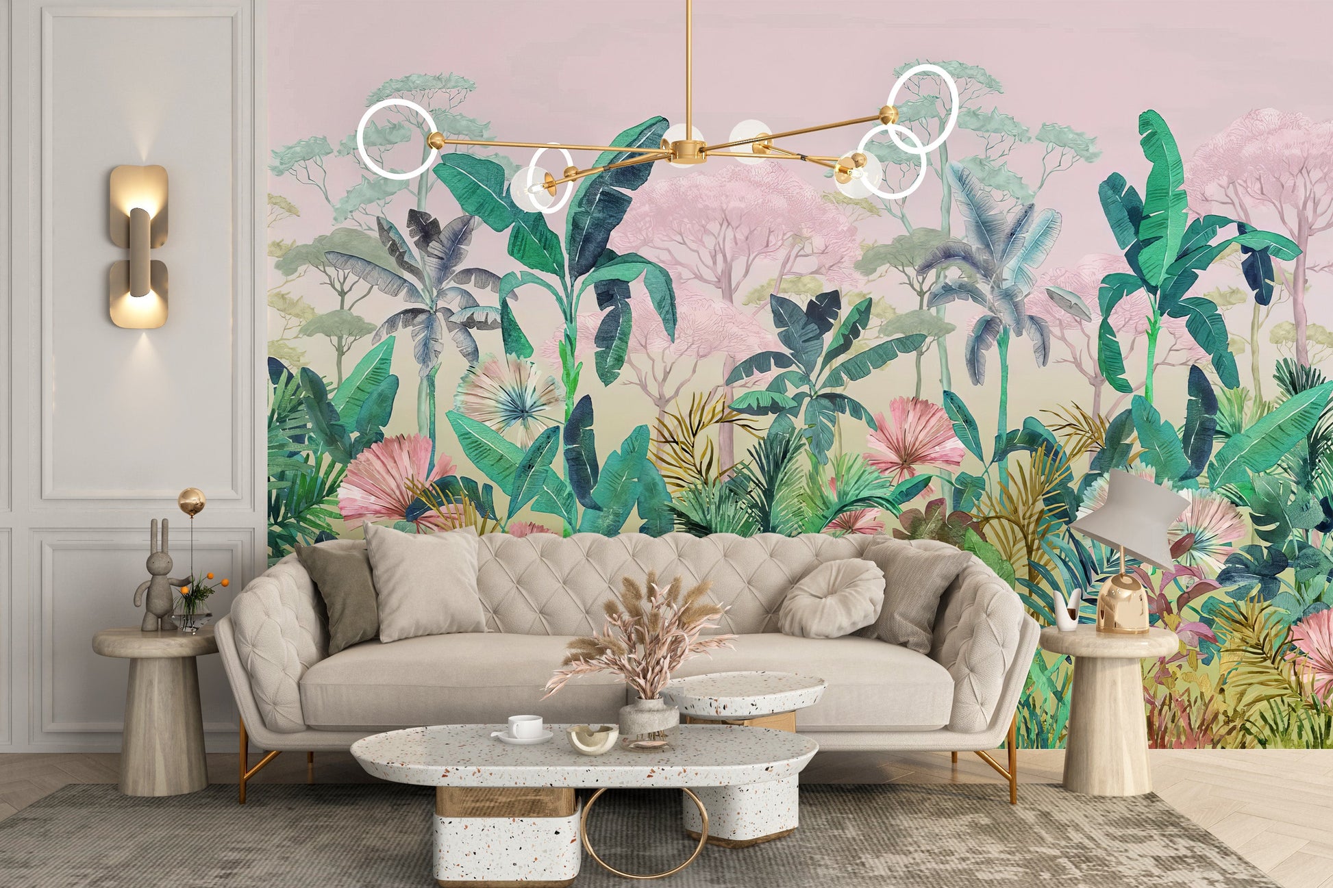 Tropical Jungle Watercolor Stick on Wallpaper