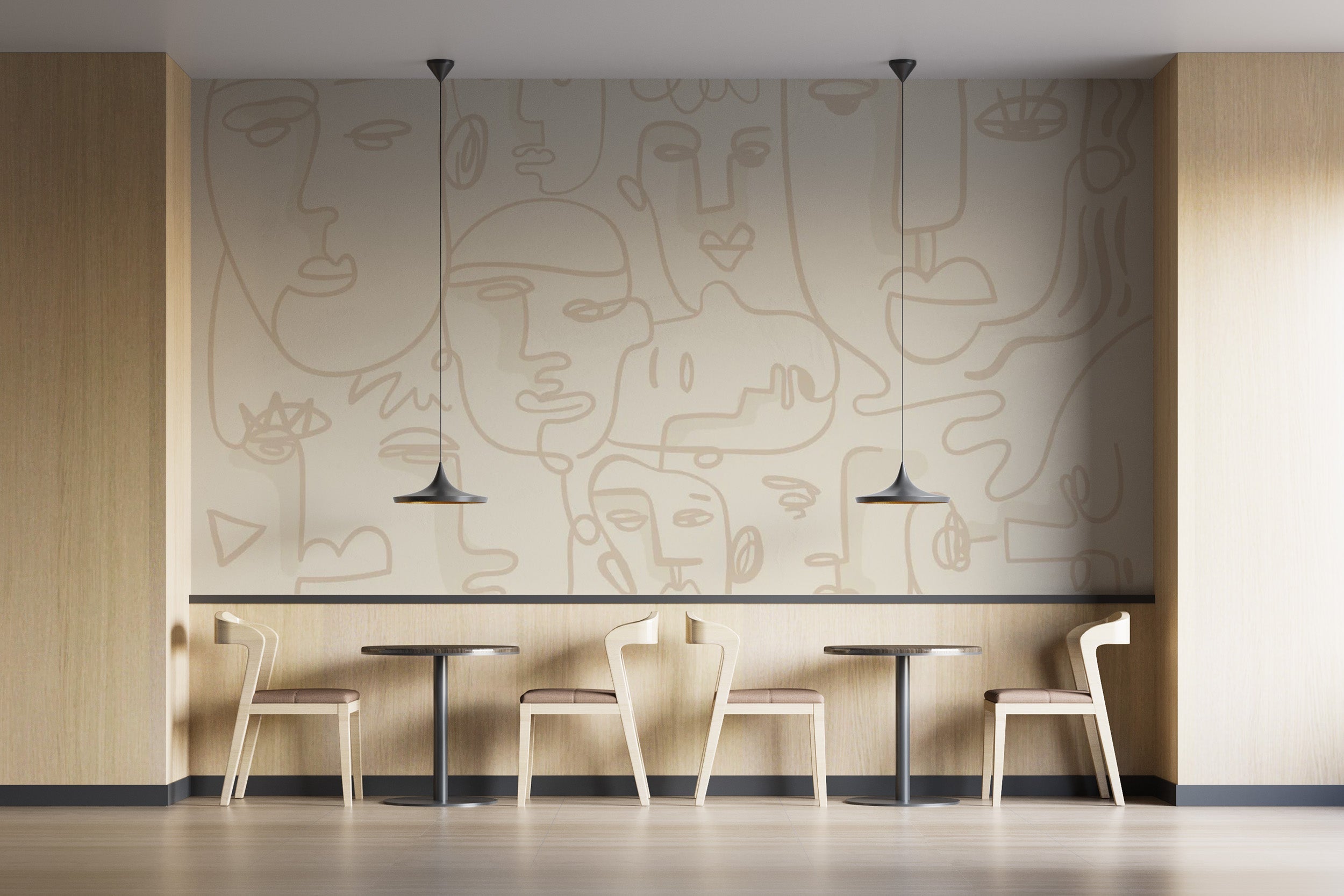 Human Face Line Wallpaper Mural - Giffywalls