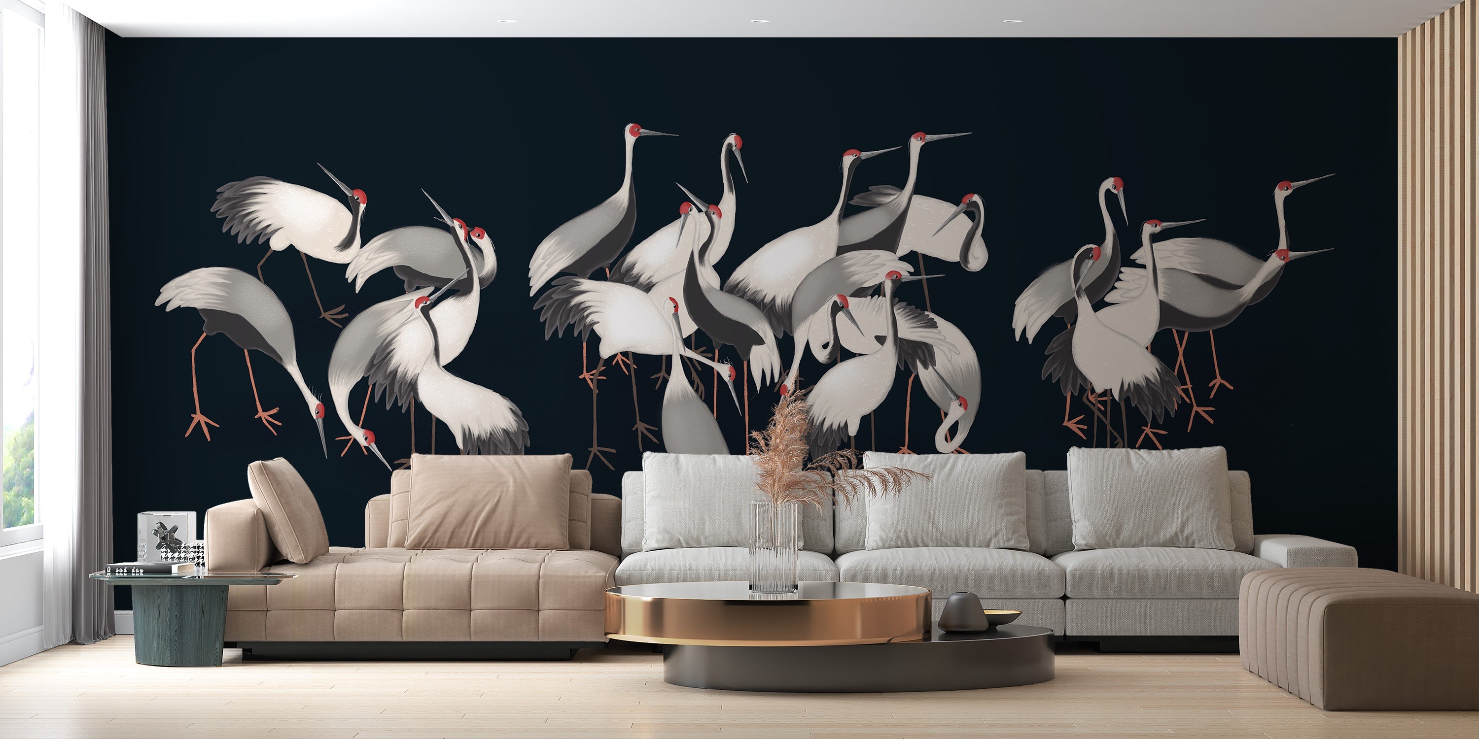 White Cranes Wall Mural - Giffywalls