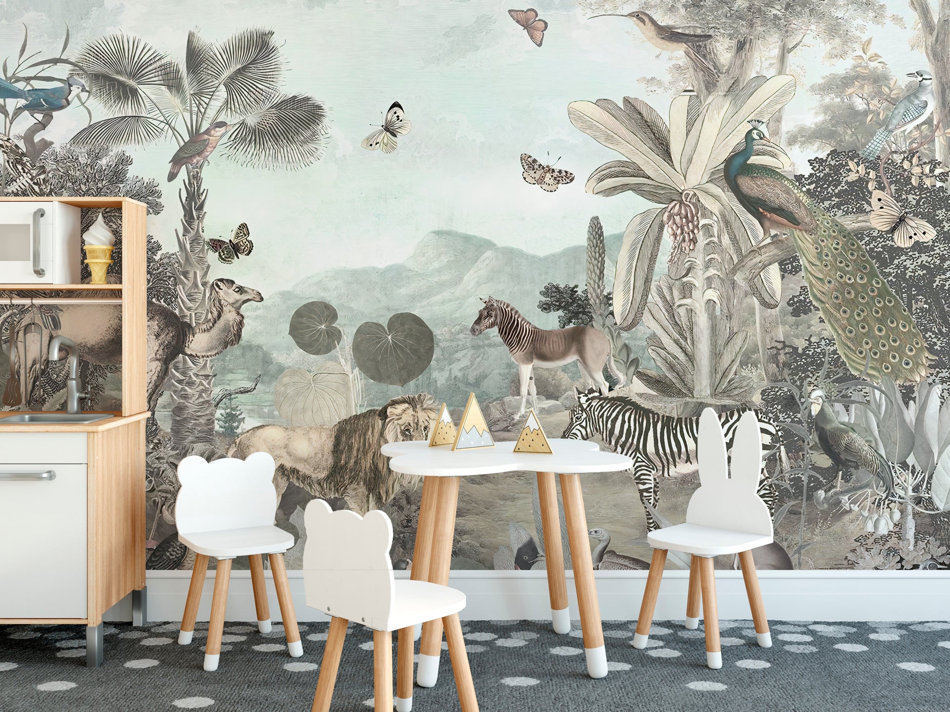 African Wildlife Animals Forest Kids Wallpaper Mural - Giffywalls