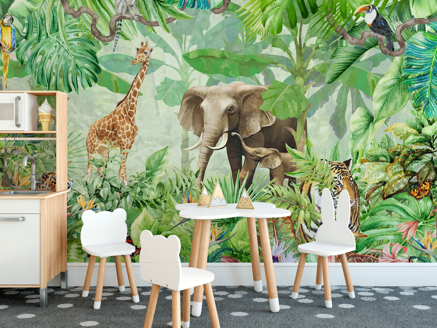 Wildlife Forest Green Color Wallpaper Murals - Giffywalls