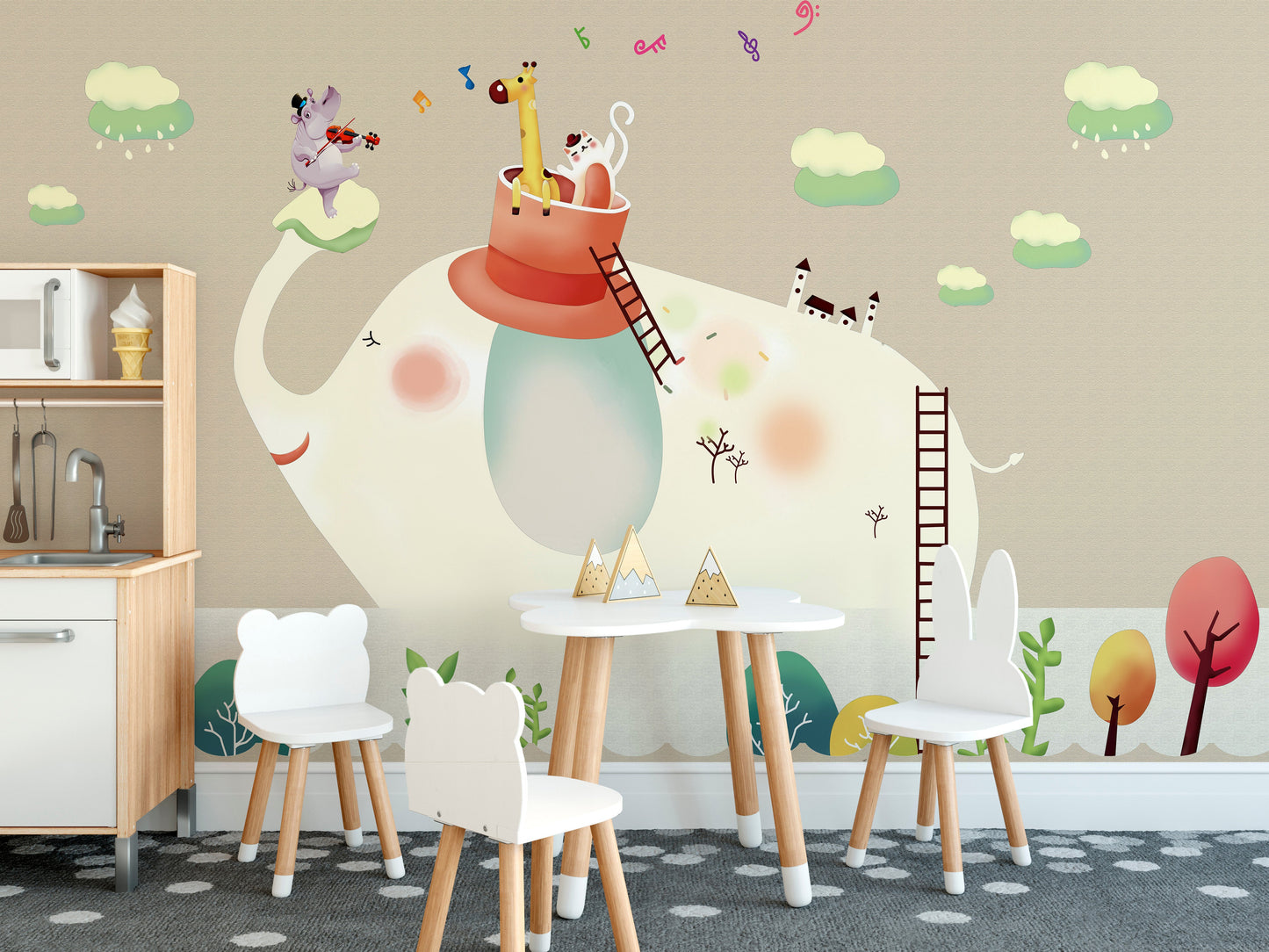 Cartoon Elephant Wallpaper Mural
