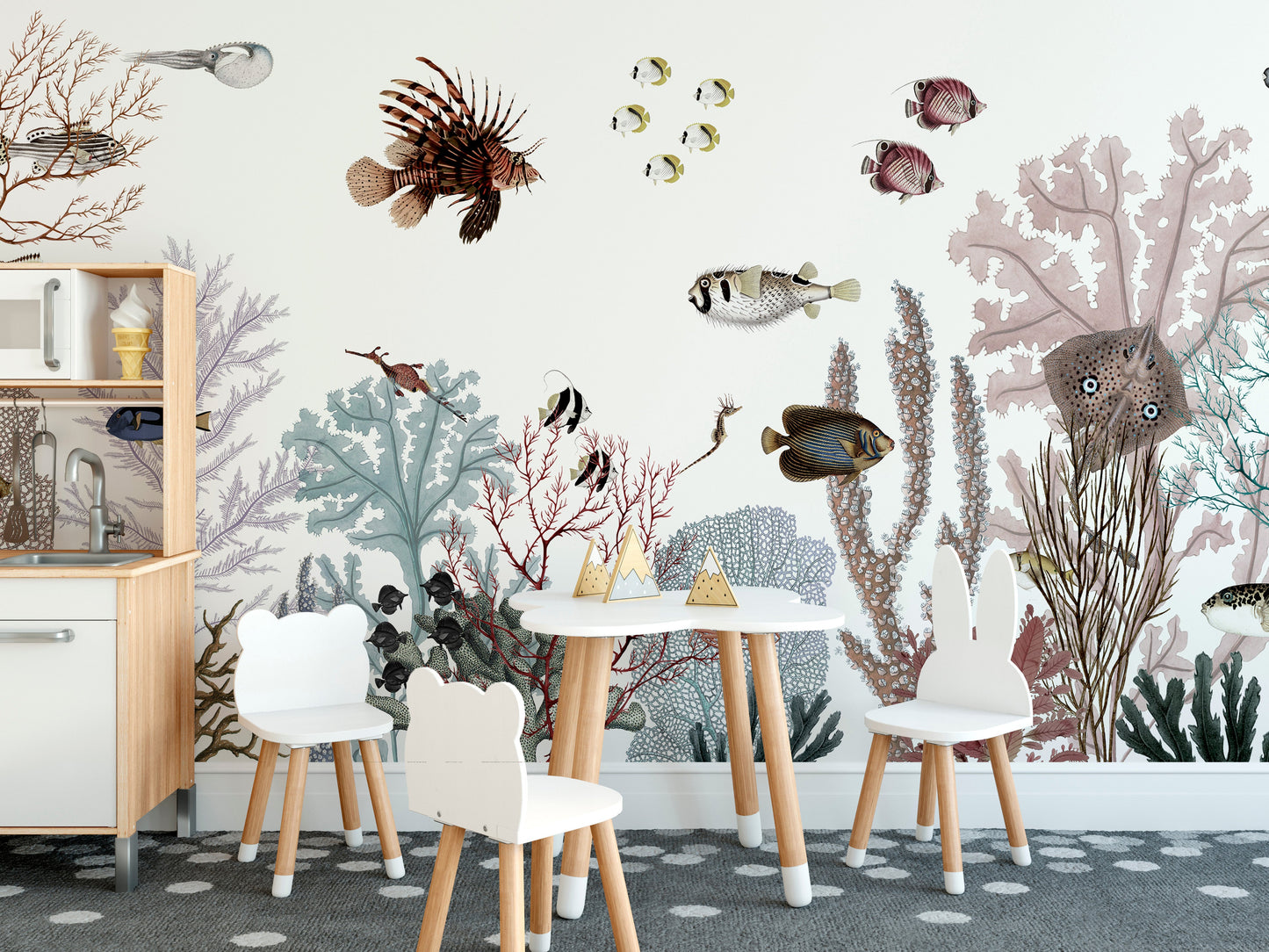 Self-adhesive wallpaper featuring vibrant reef