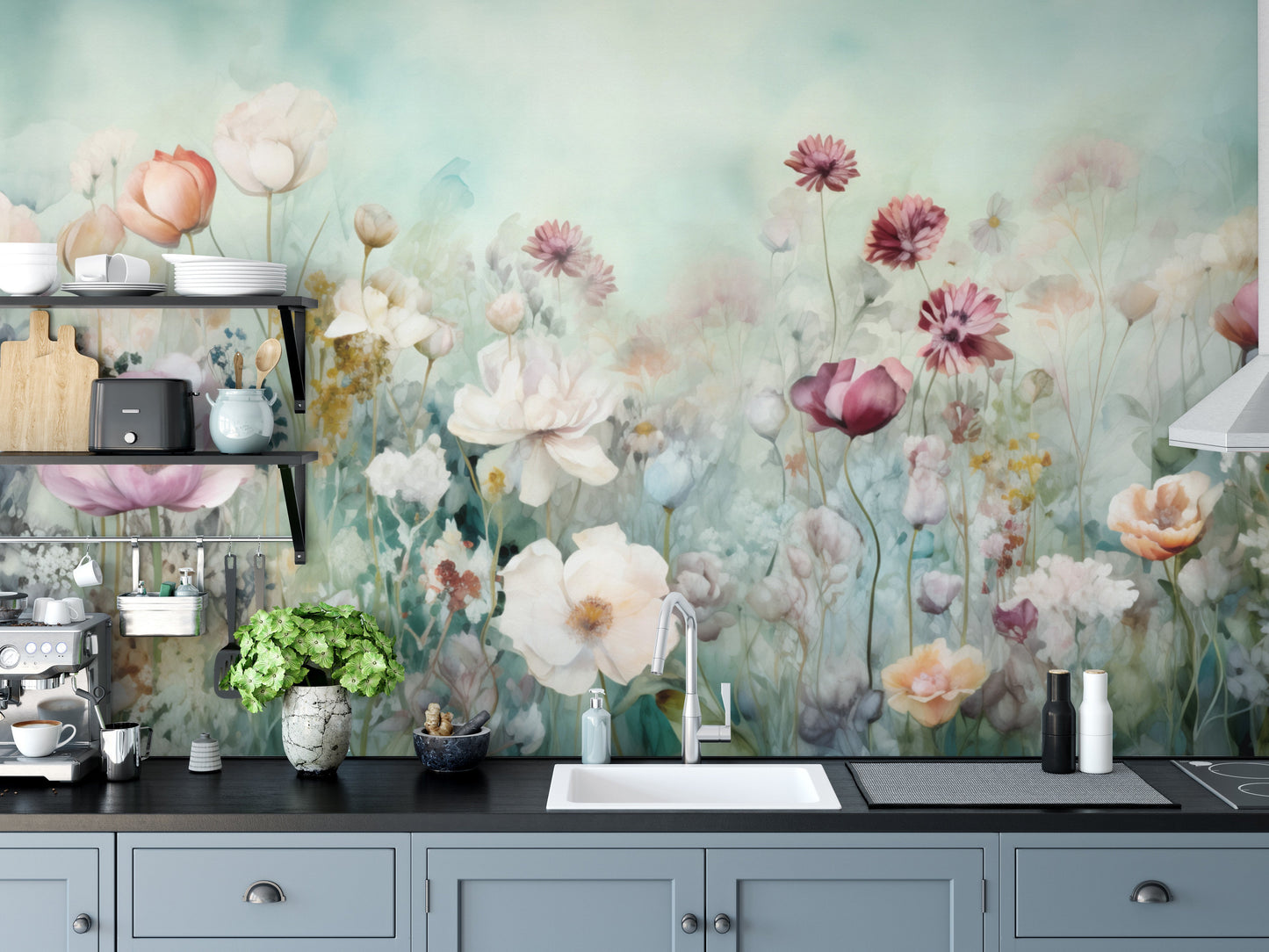 Colorful Pastel Flower Wallpaper Mural - Giffywalls