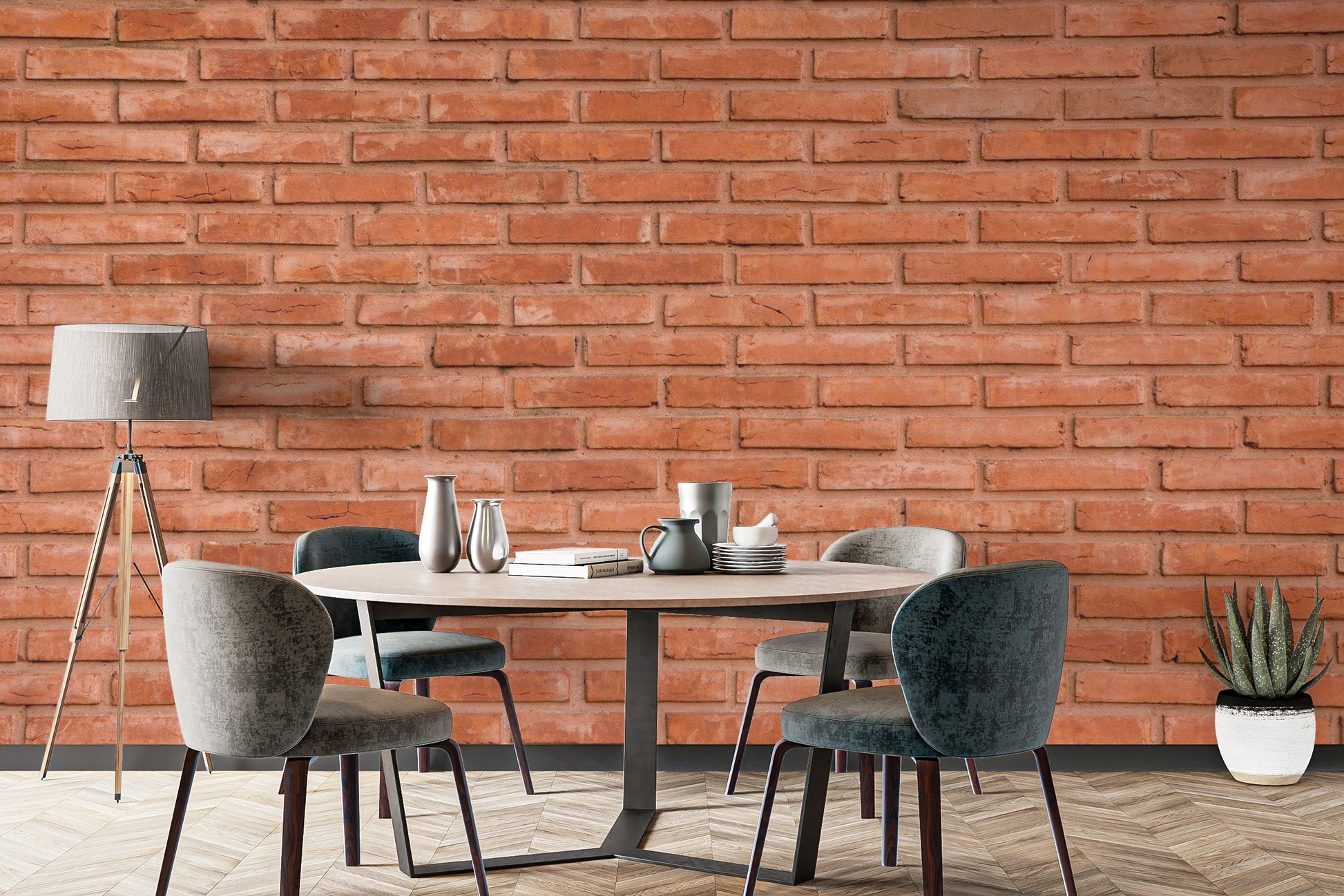 Warm-toned red brick mural for modern walls
