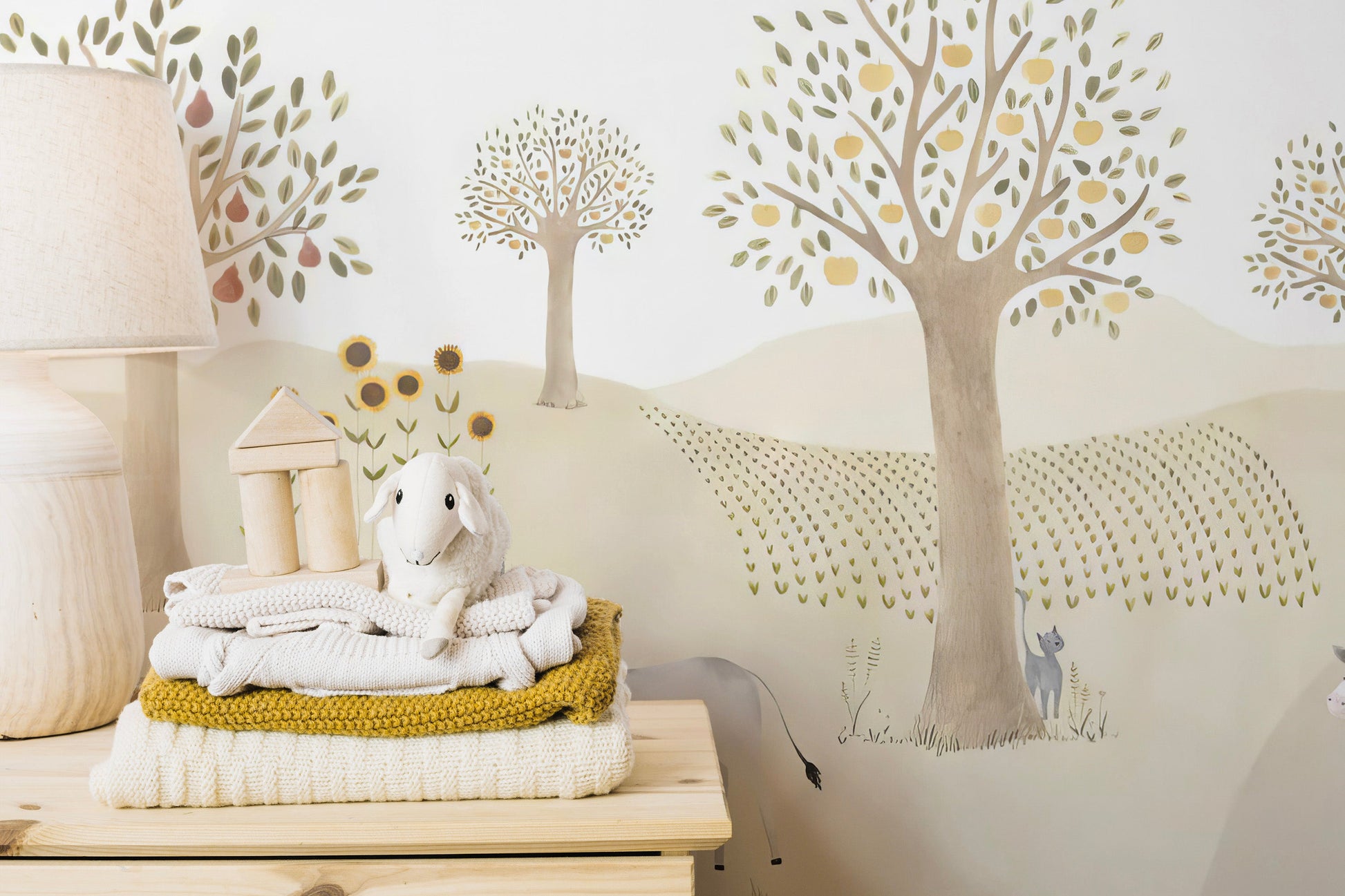 Serene bucolic bliss mural for rooms