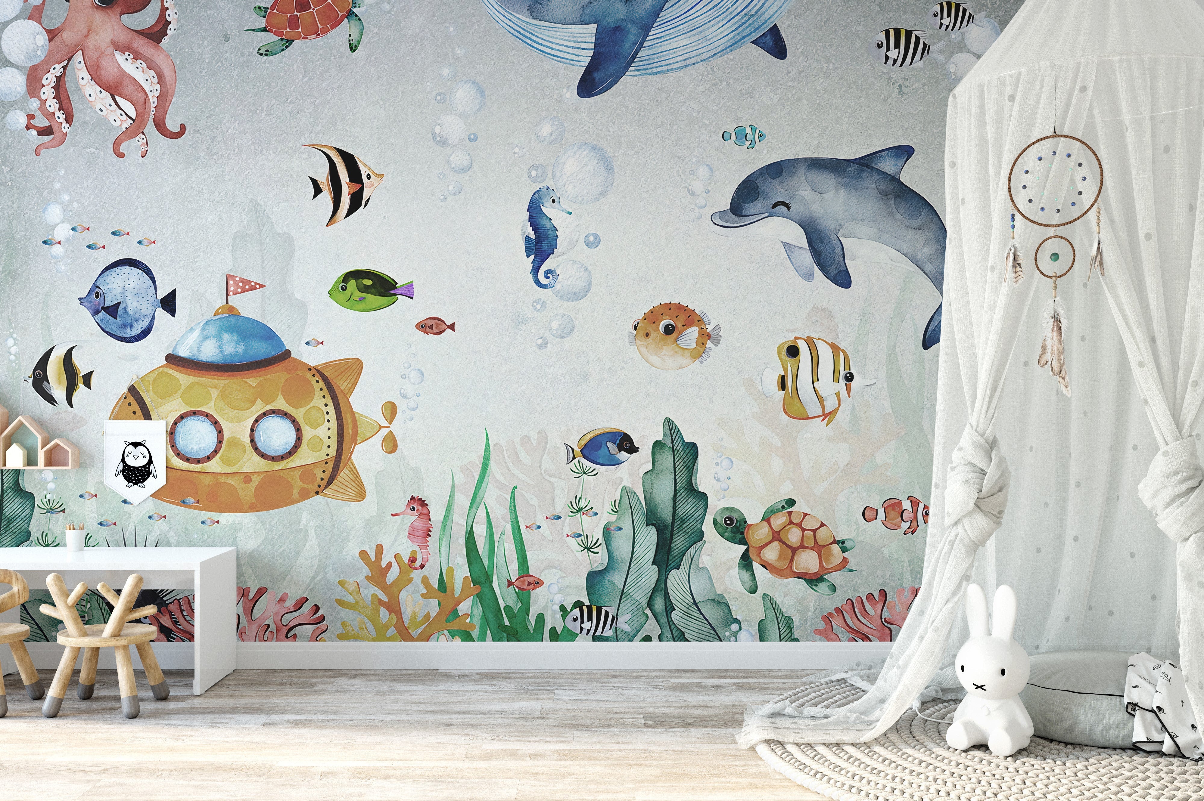 Astonishing Underwater Whales Wallpaper Mural - Giffywalls