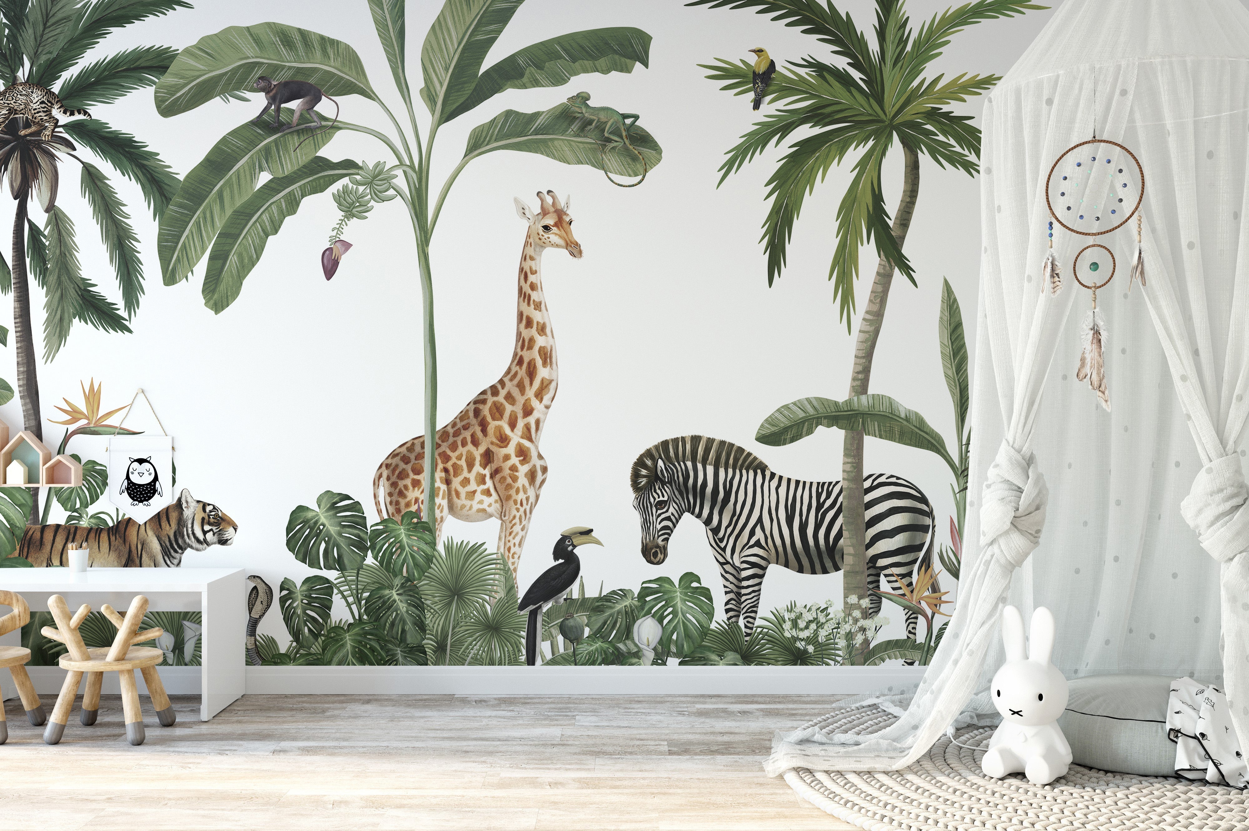 Tropical forest wild animals & trees wallpaper - Giffywalls