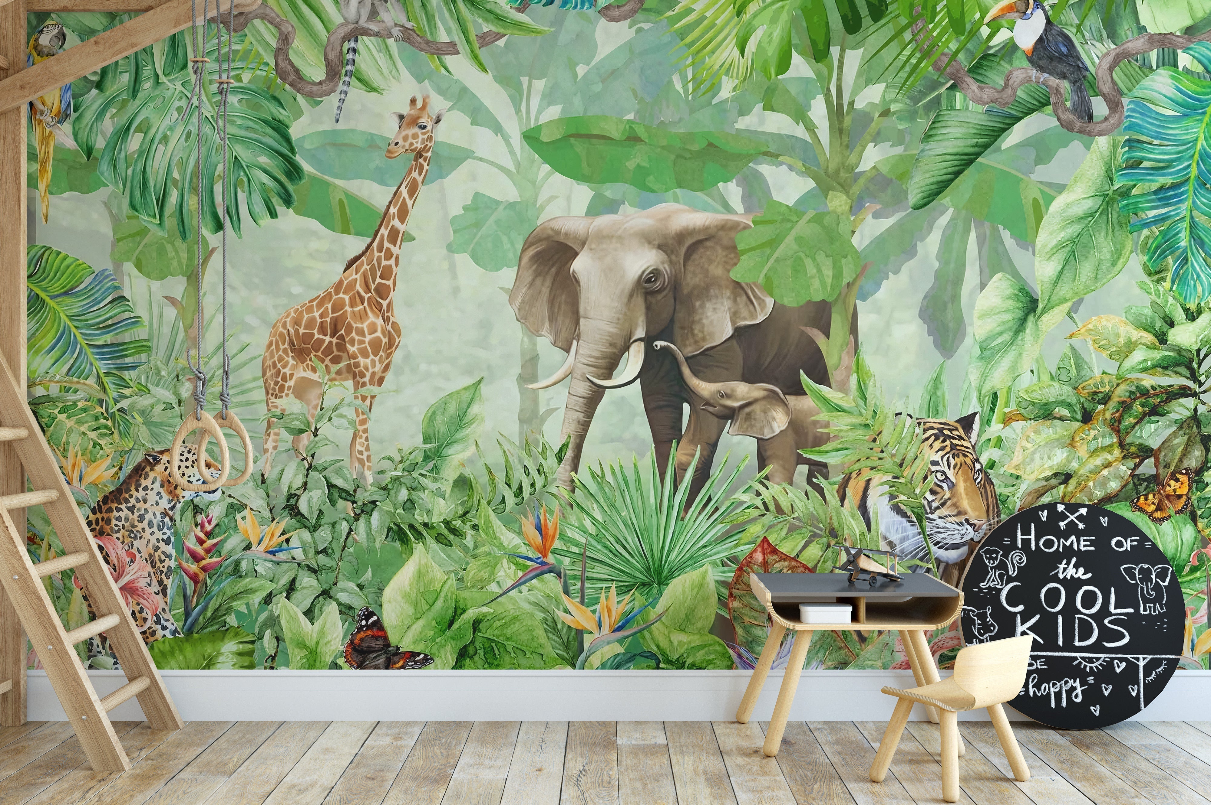 Wildlife Forest Green Color Wallpaper Murals - Giffywalls