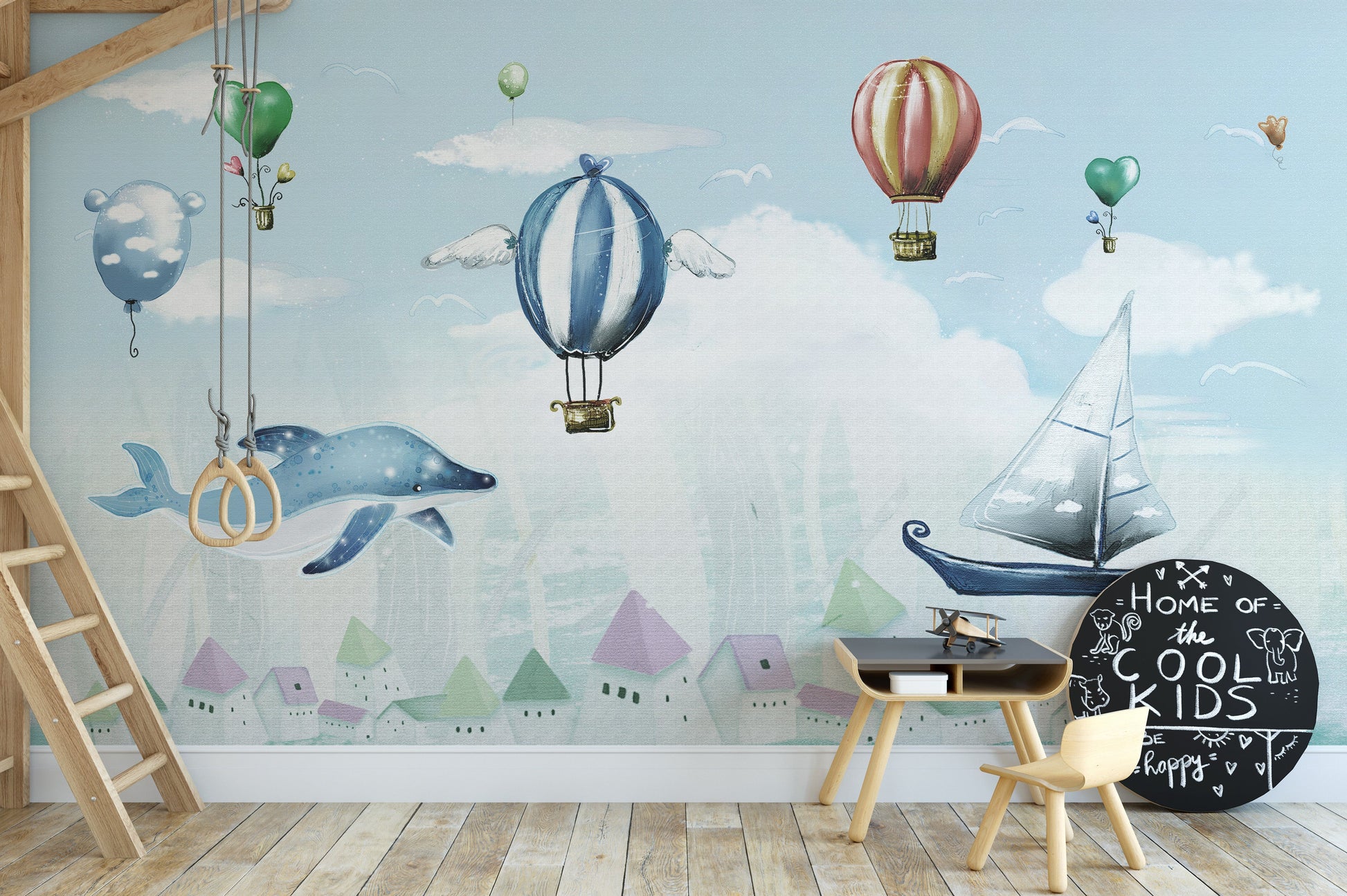 Hot Air Balloon Kids Room Wallpaper Murals - Giffywalls