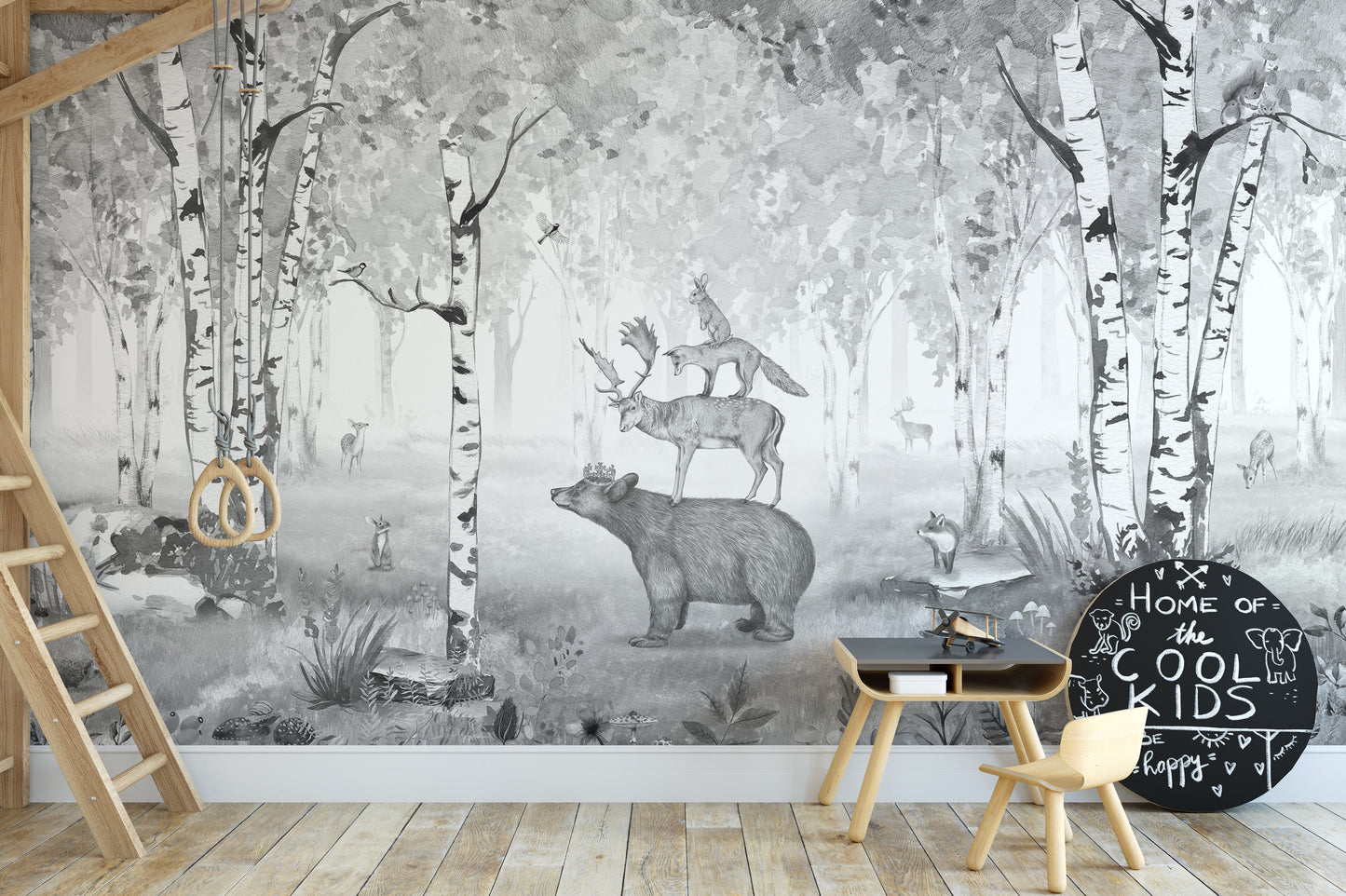 Bear King Grey Wallpaper Mural - Giffywalls