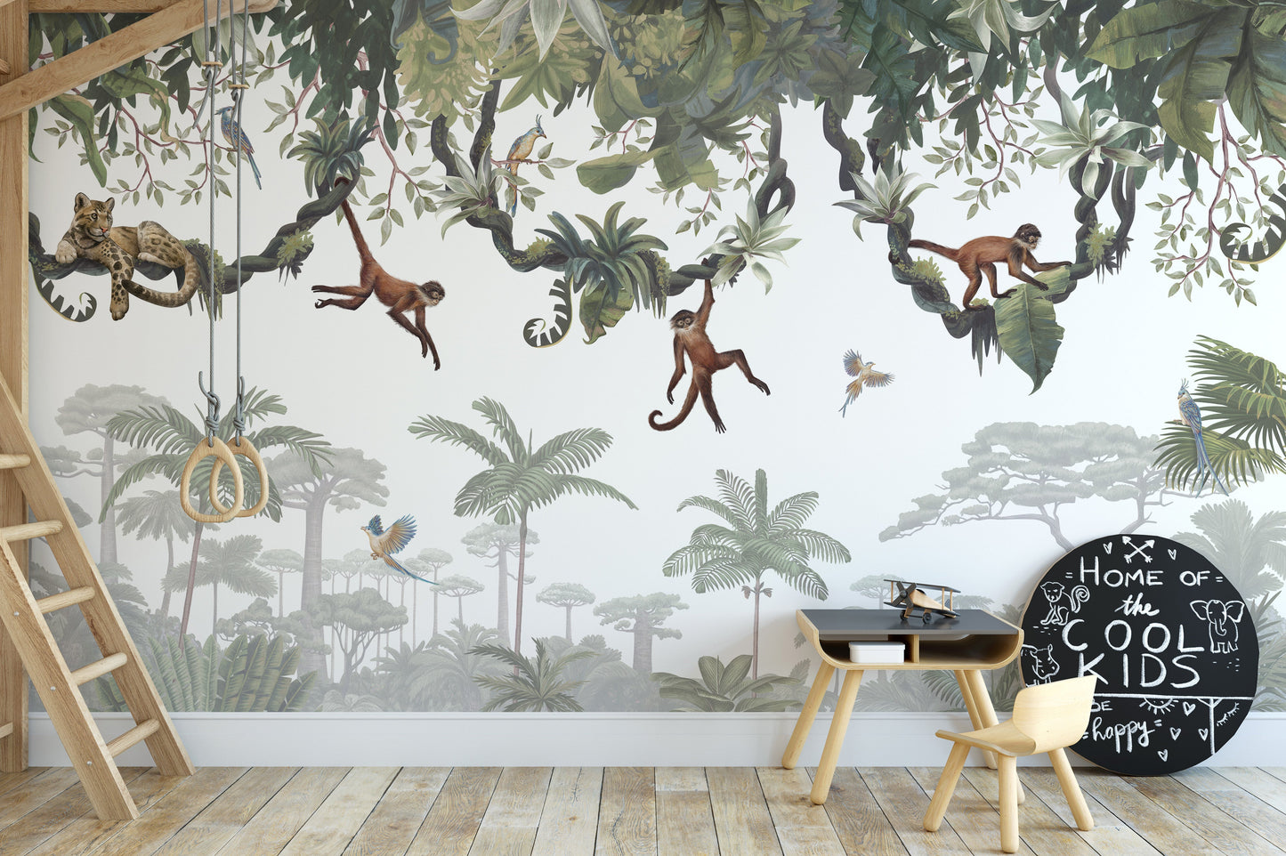 Cheeky Hanging monkeys wallpaper murals - Giffywalls