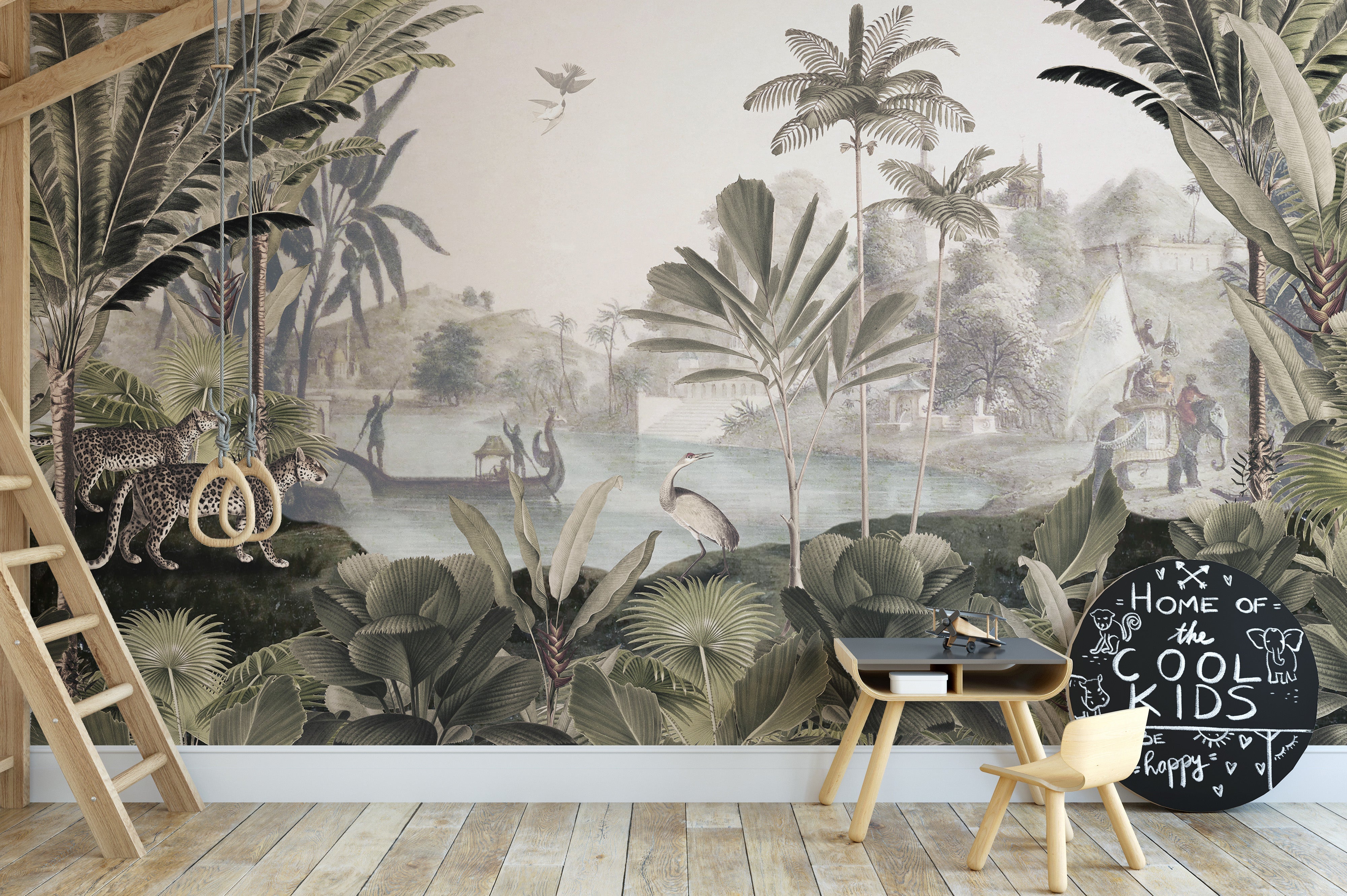 Leopard Landscape with sepia color Jungle wallpaper murals - Giffywalls