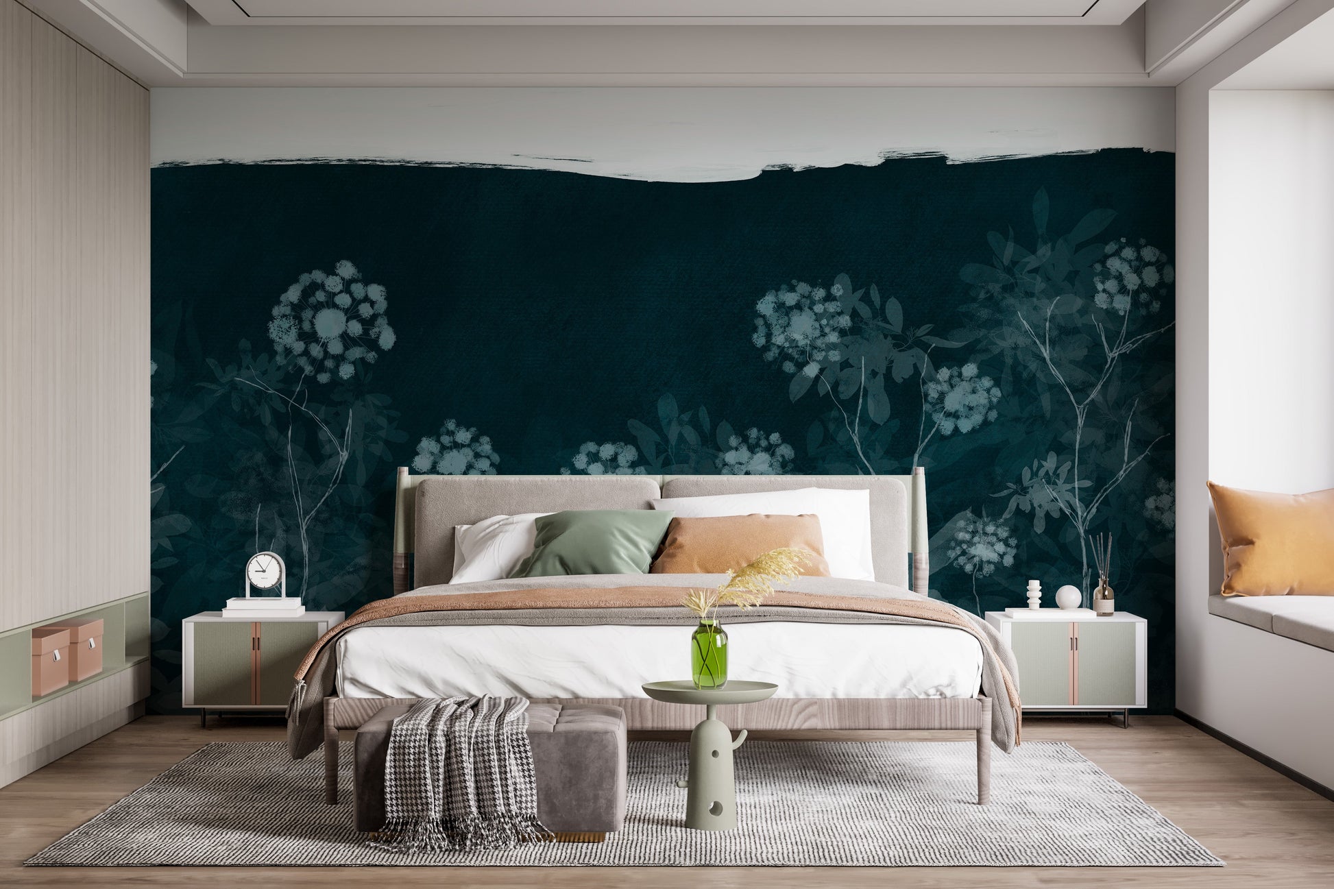 Midnight Botanical Wall Mural - Giffywalls