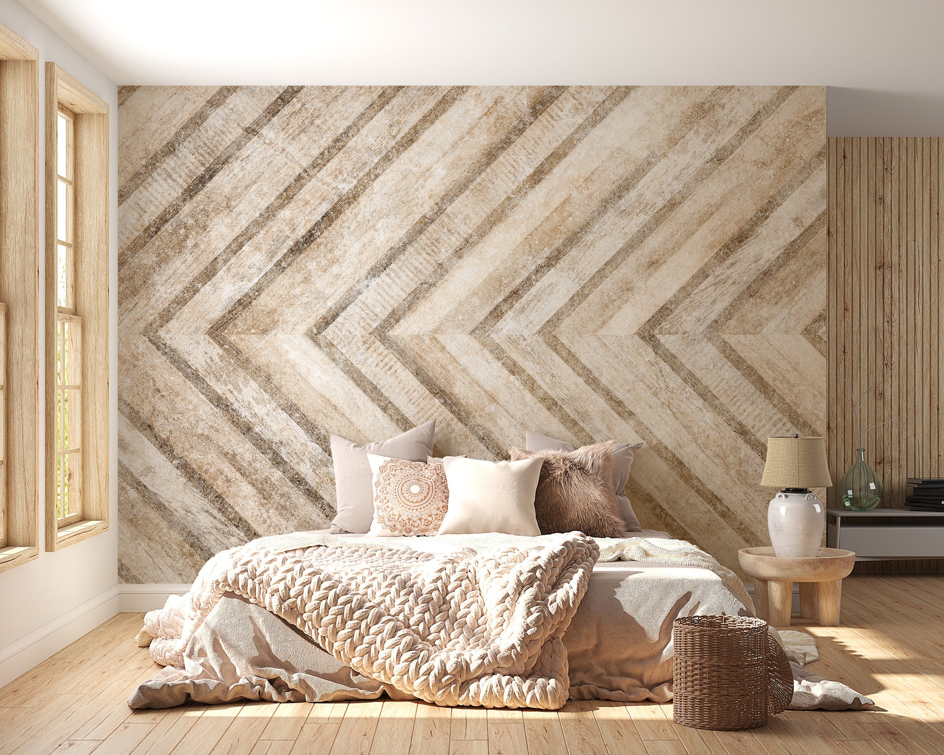 Geometric Cement Stone Mosaic Wall Mural - Giffywalls