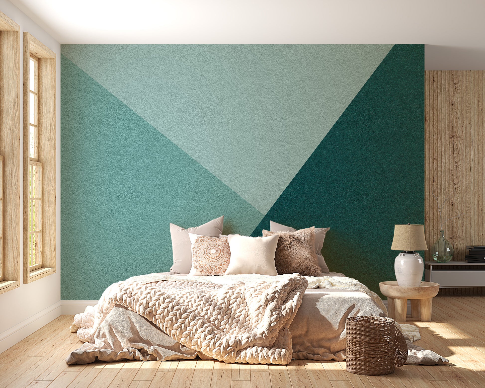 Emerald and Cyan Geometric Wallpaper - Giffywalls