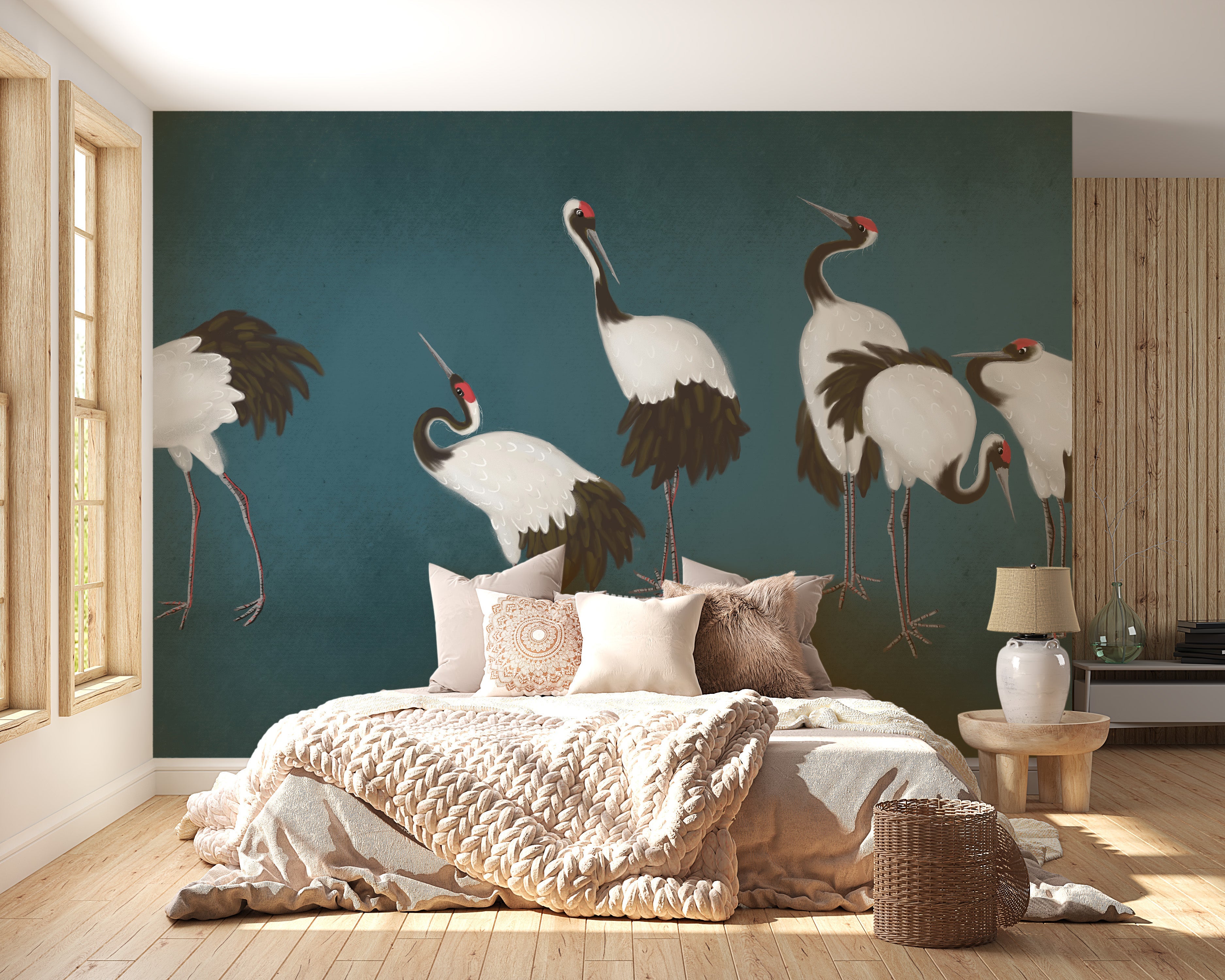 Elegant Crane Wall Mural - Giffywalls