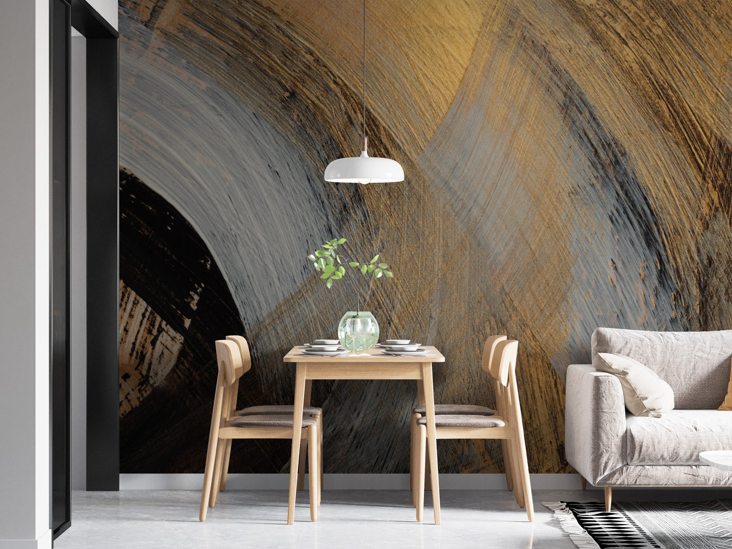 Golden Abstract Wallpaper Mural - Giffywalls