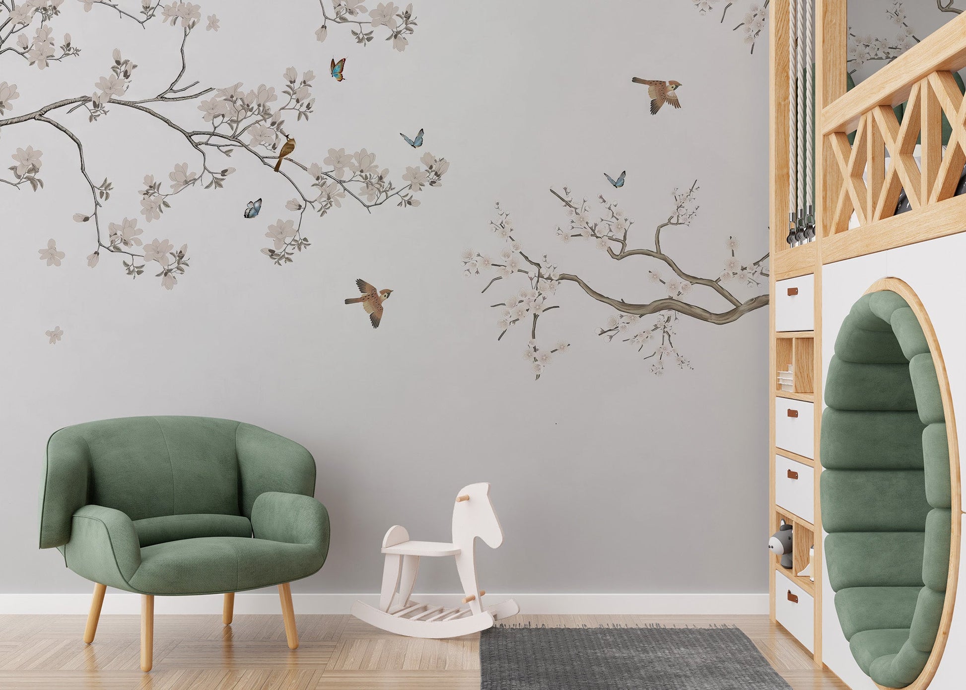 Floral Perch Wall Mural - Giffywalls