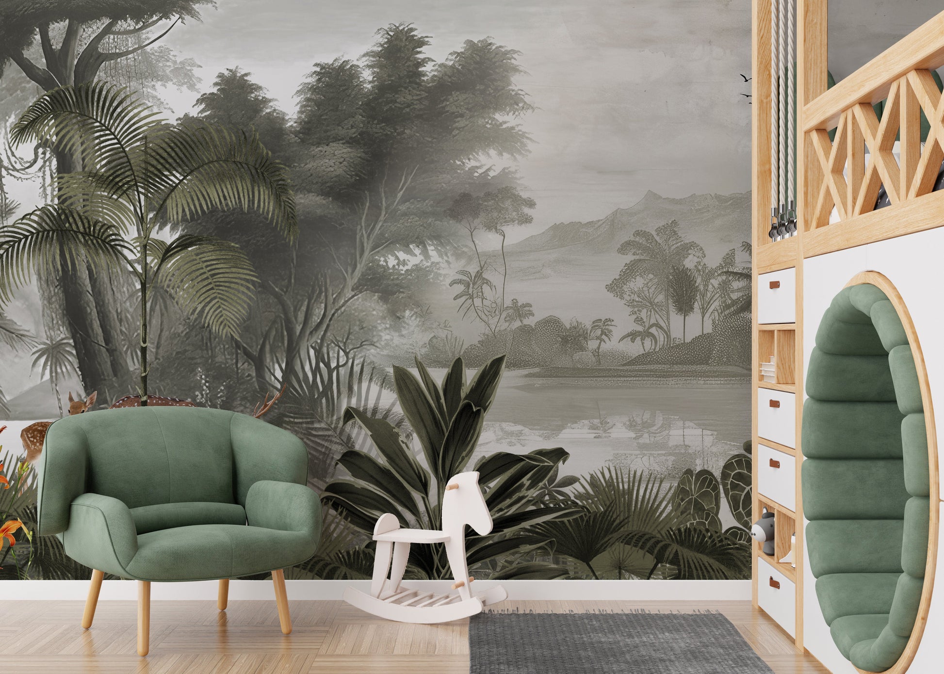 The Jungle Kingdom Natural Wallpaper Mural - Giffywalls