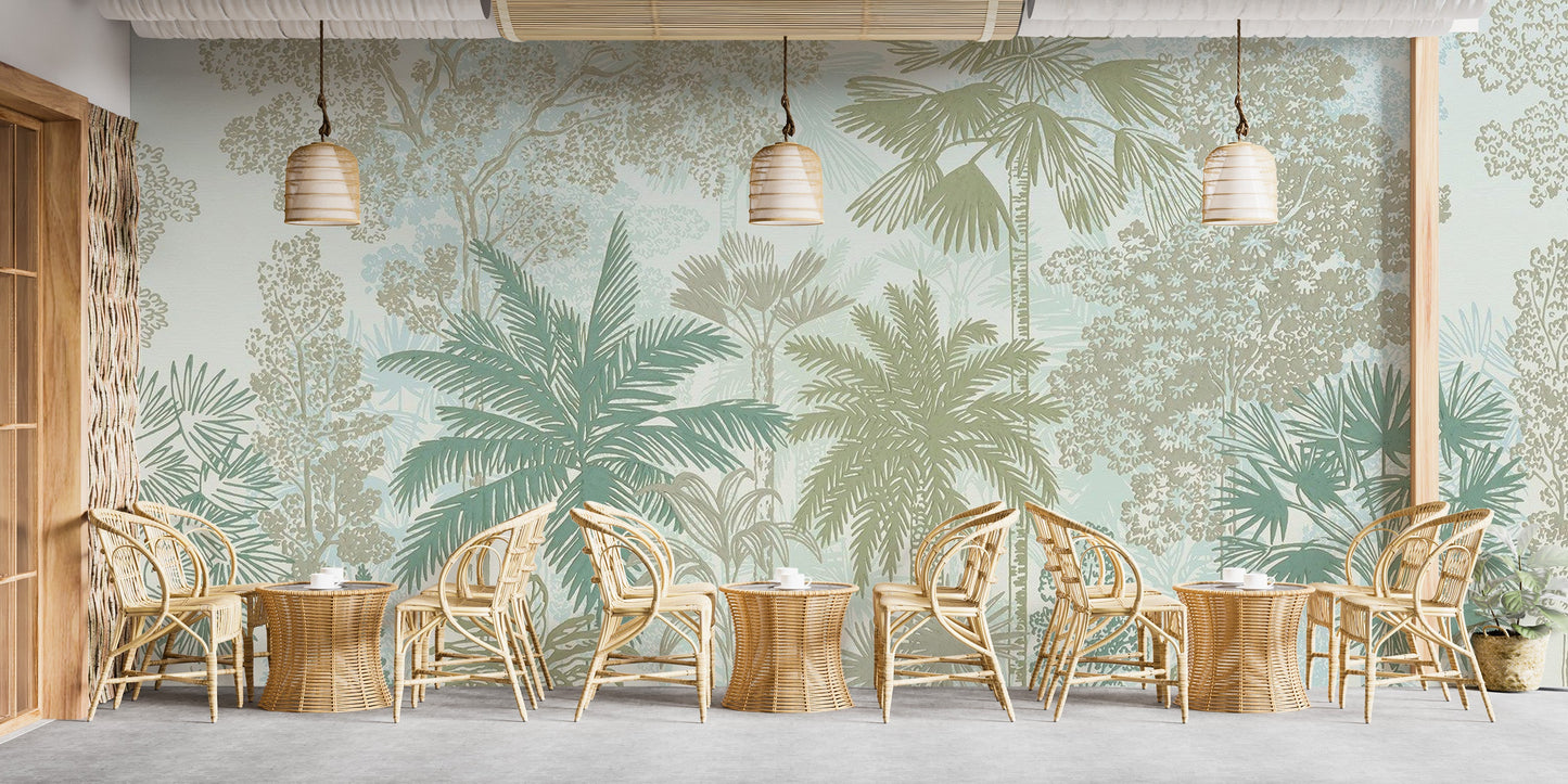 Tropical leaves wallpaper for fresh decor
