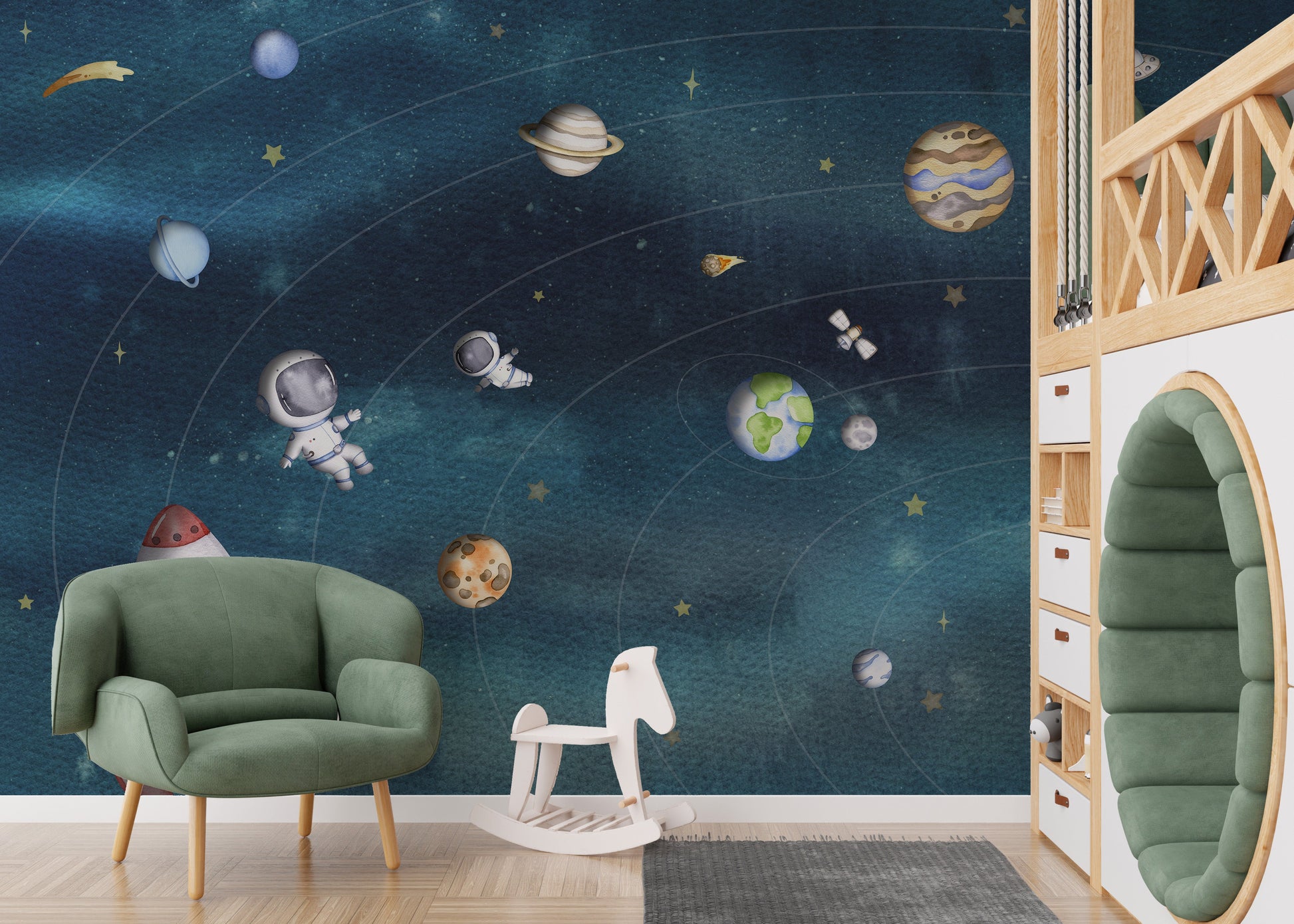 Space Joy Dark Wall Mural - Giffywalls