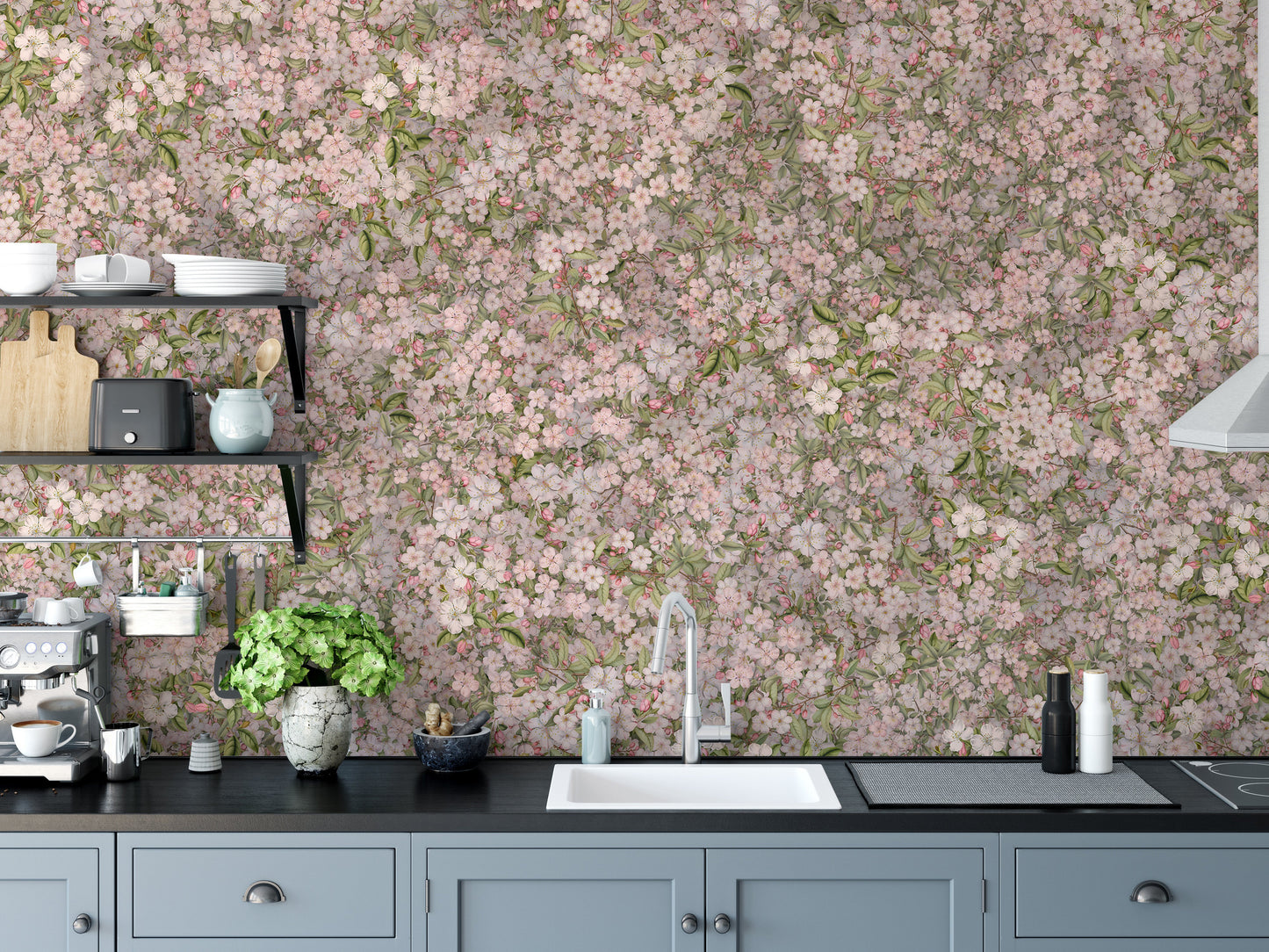 Pink and Green Cherry Blossom Flower Wallpaper Murals - Giffywalls