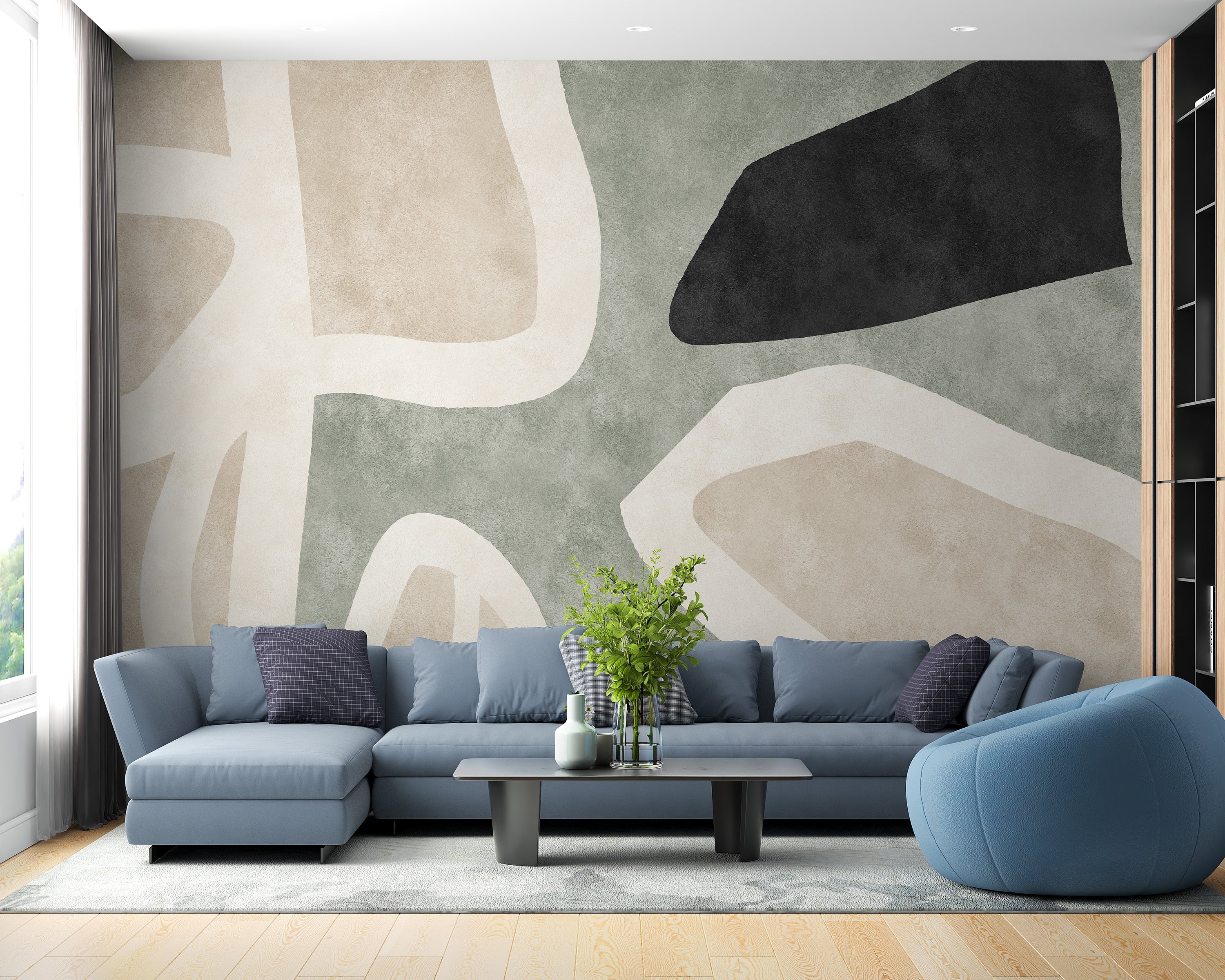 Golden Geometric Abstract Wallpaper Mural - Giffywalls