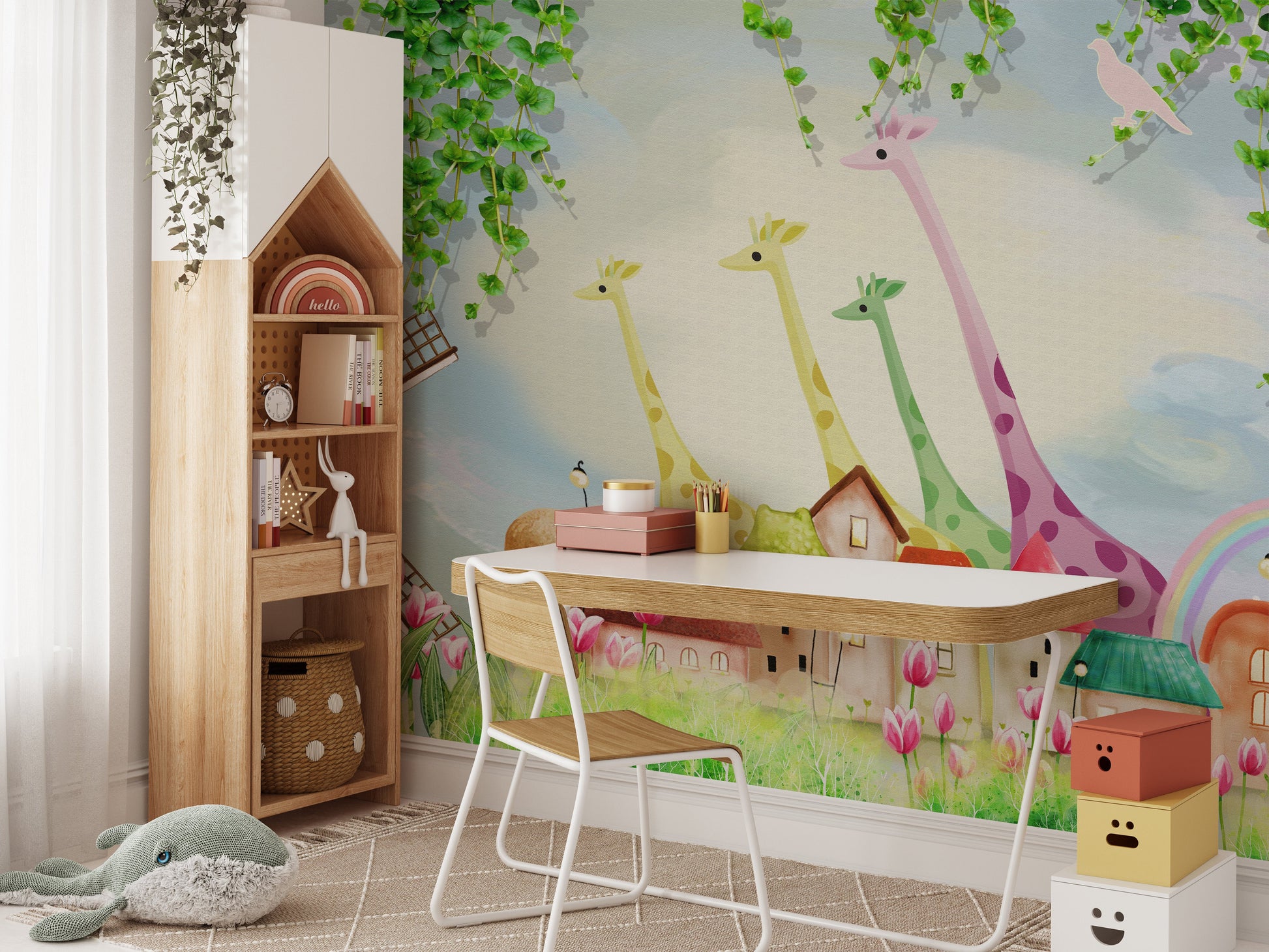 Watercolor animal farm wallpaper for kids - Giffywalls