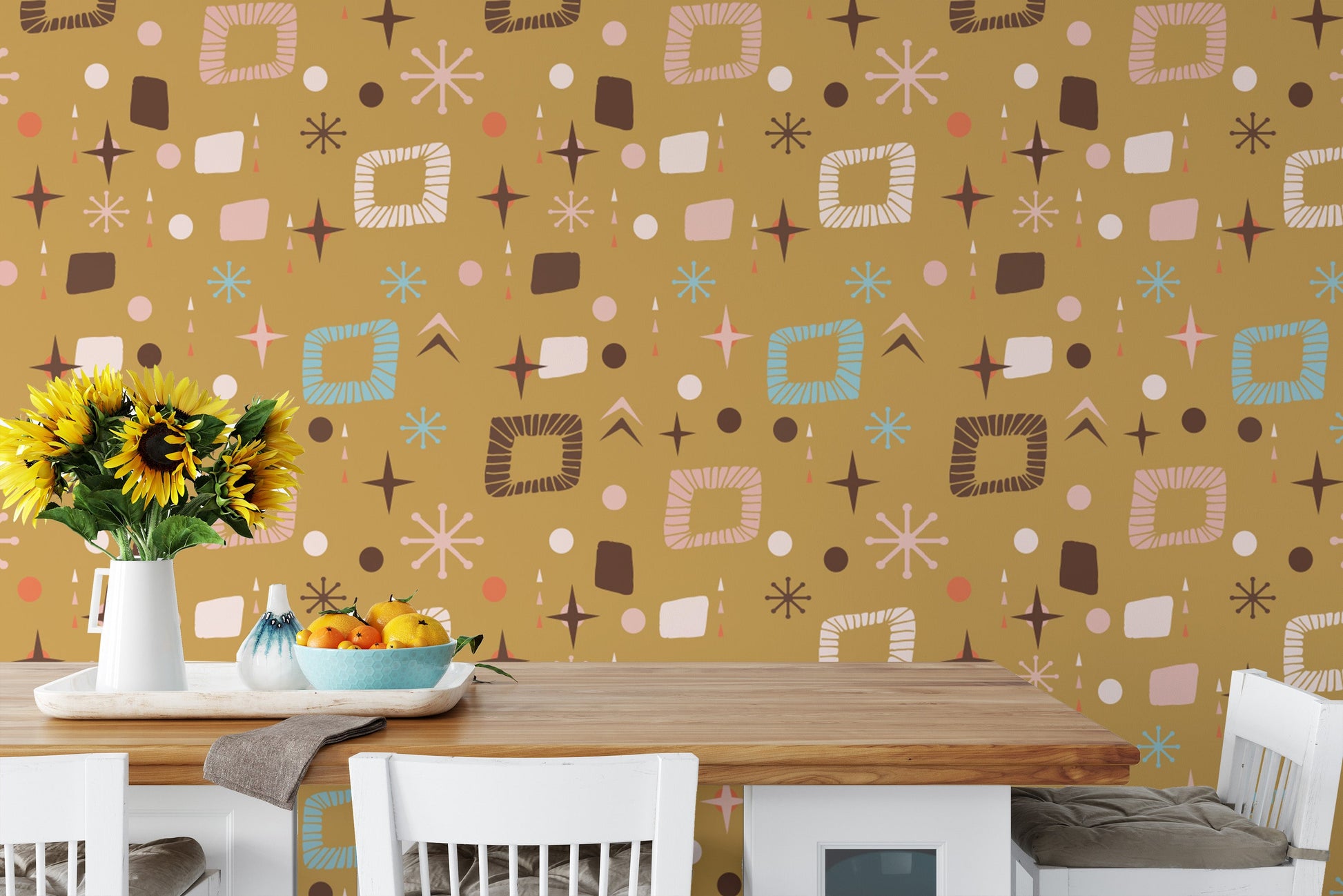 Retro-inspired wallpaper for accent walls
