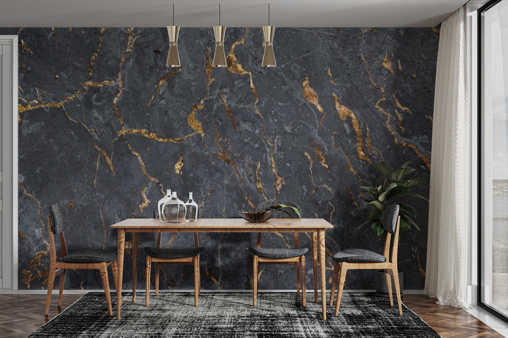 Black Marble Wallpaper Mural - Giffywalls