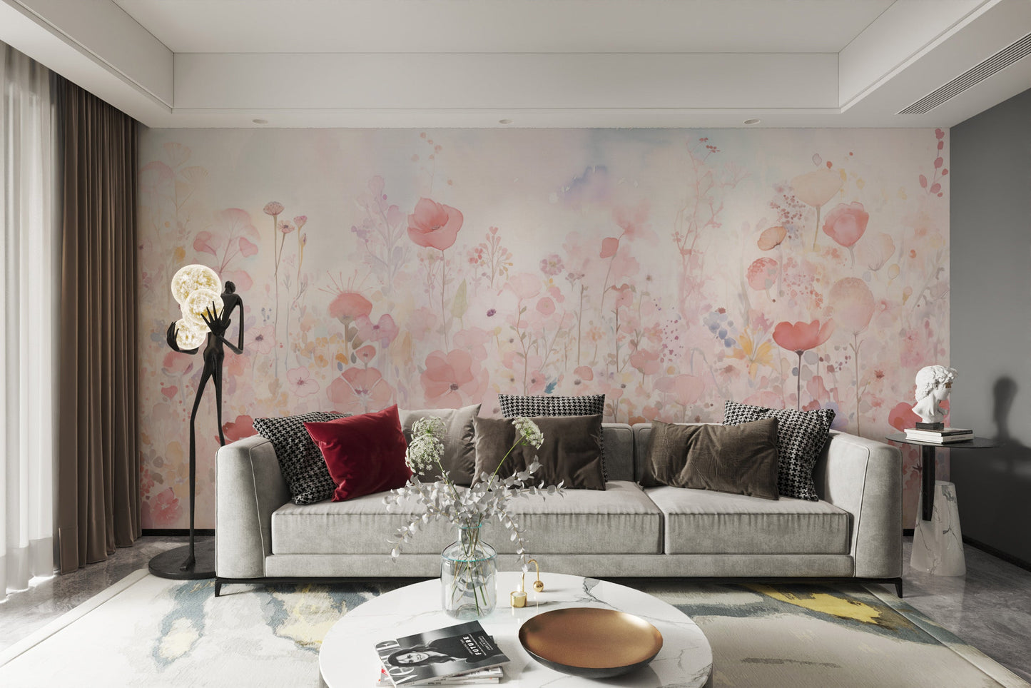 Watercolour Garden Bliss Wallpaper Mural - Giffywalls