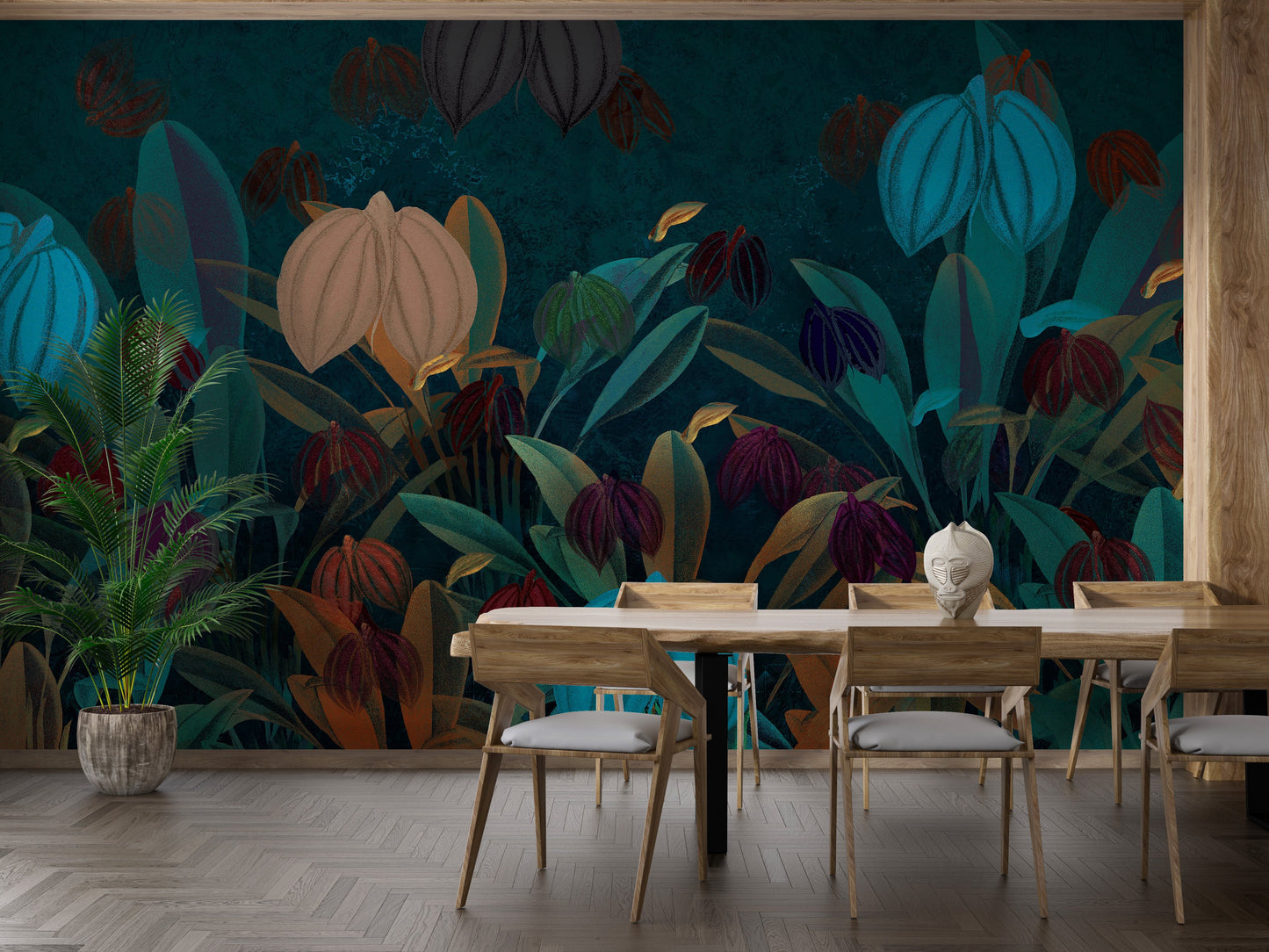 Colourful Botanical Wallpaper Mural - Giffywalls