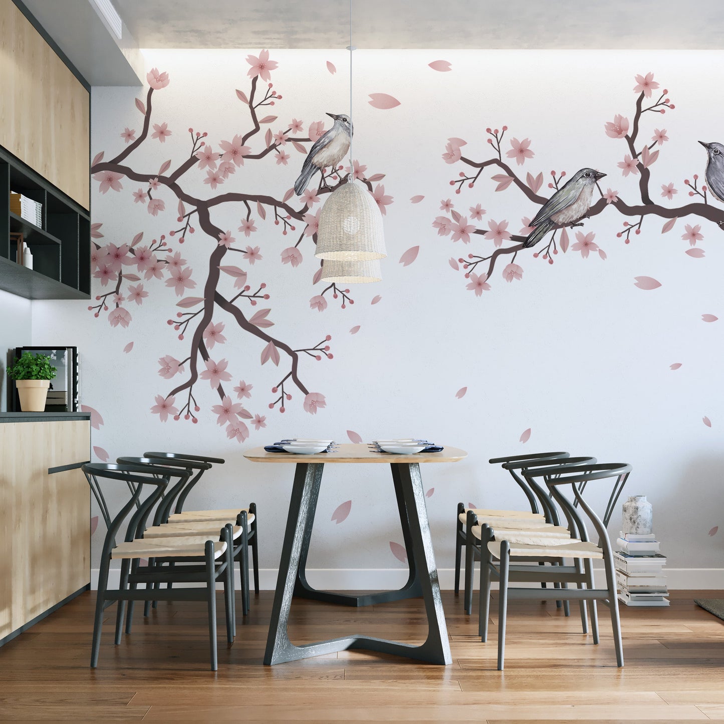 Cherry Blossom Serenade Mural for soft vibes