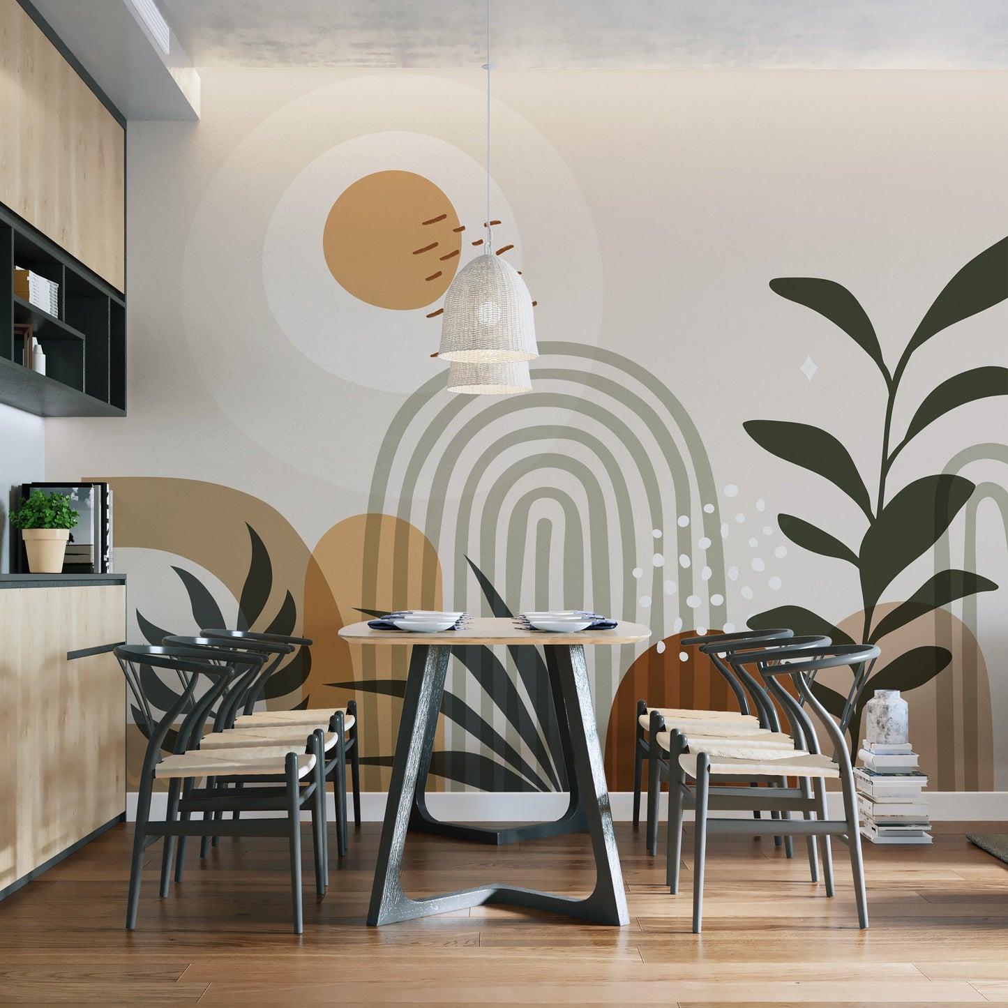 Tranquil Zen garden wallpaper mural for serene interiors.
