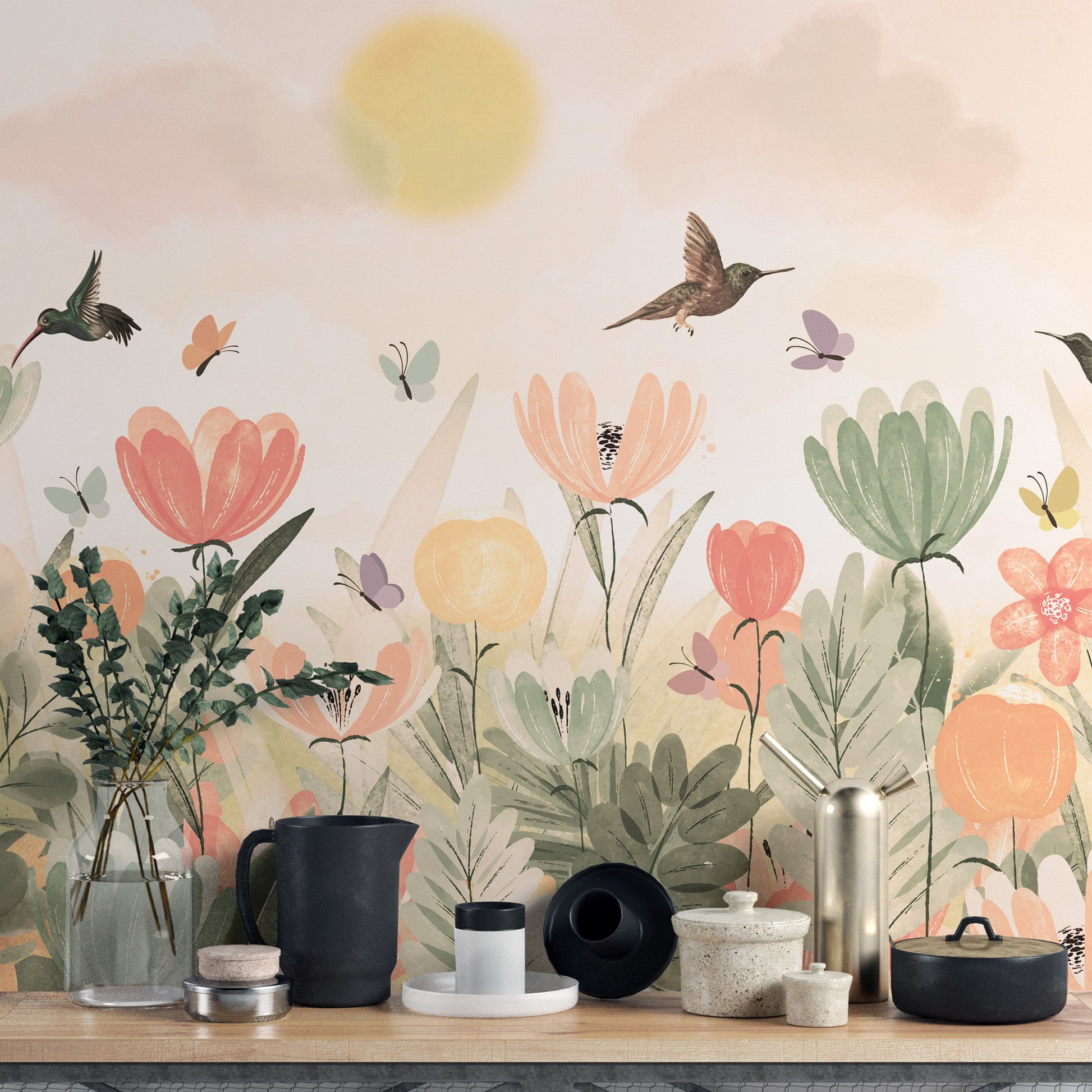 Cheerful Spring Blossoms Mural Wallpaper decor