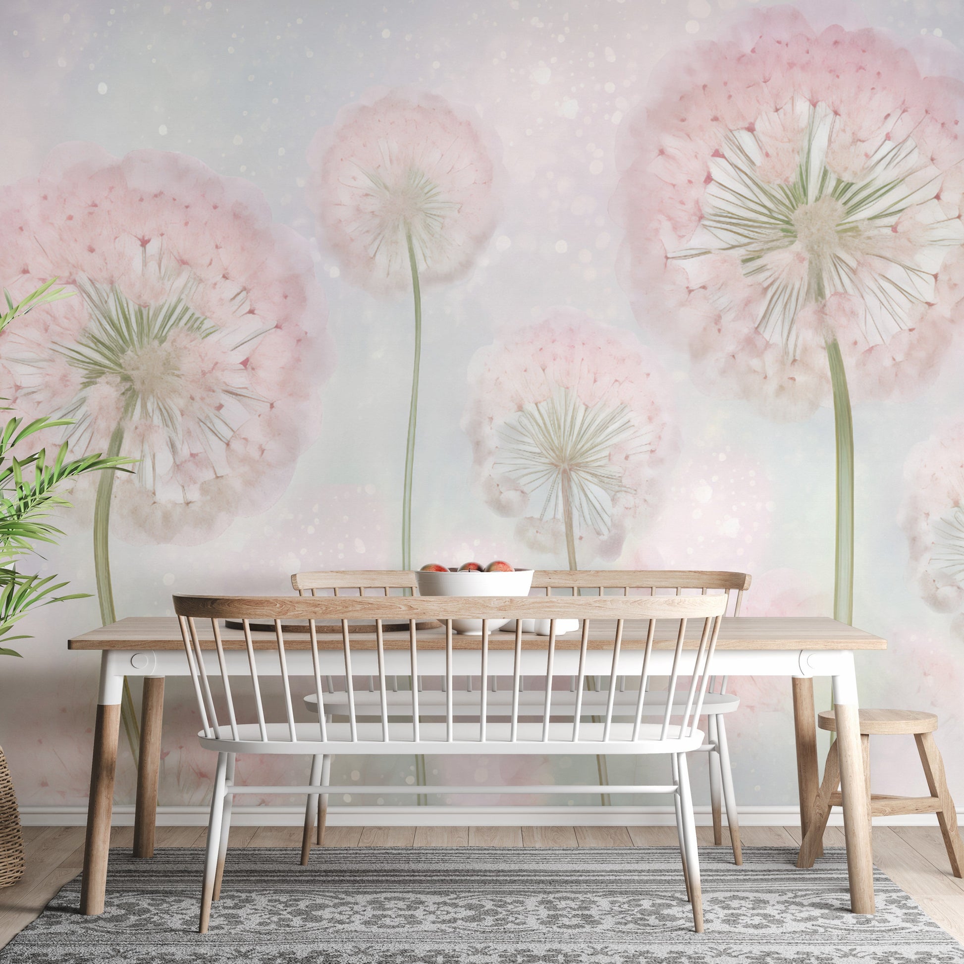 Pink Color Dandelion Seeds Wallpaper Murals - Giffywalls