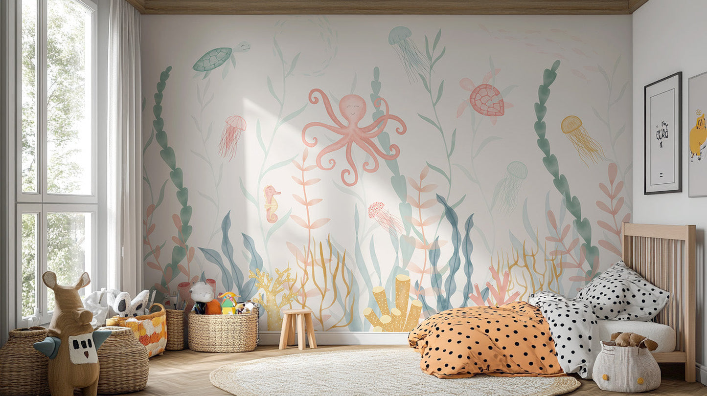 Pastel Marine Symphony Mural - Giffywalls