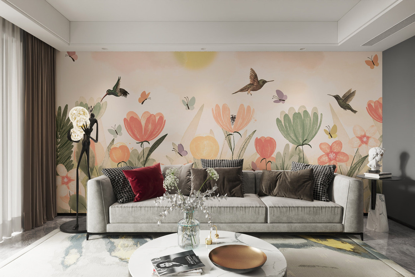 Cheerful Spring Blossoms Wallpaper mural design